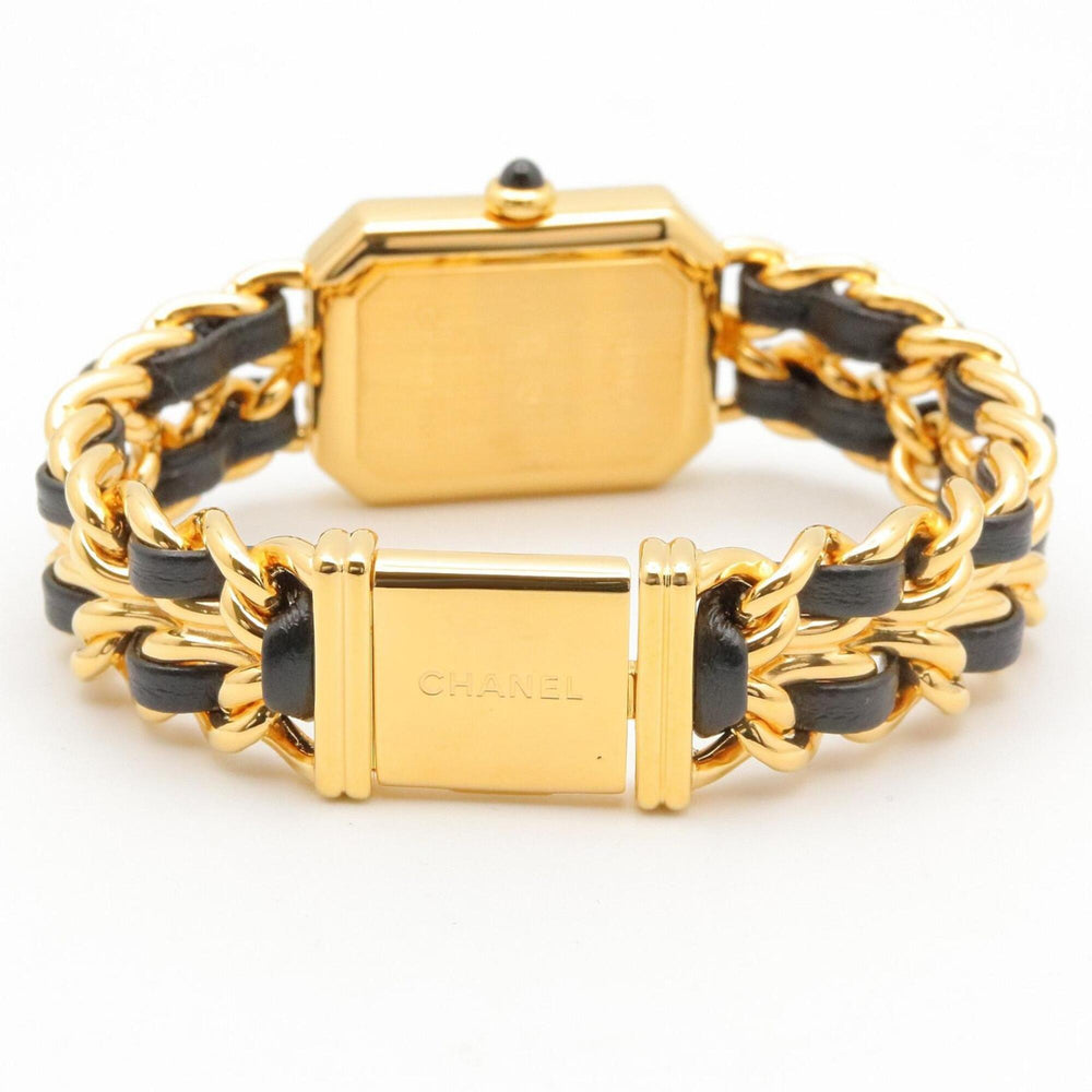 Chanel CHANEL Première S Watch, Gold Plated (GP), Leather Strap, Women's, Black, H0001 — Very Good