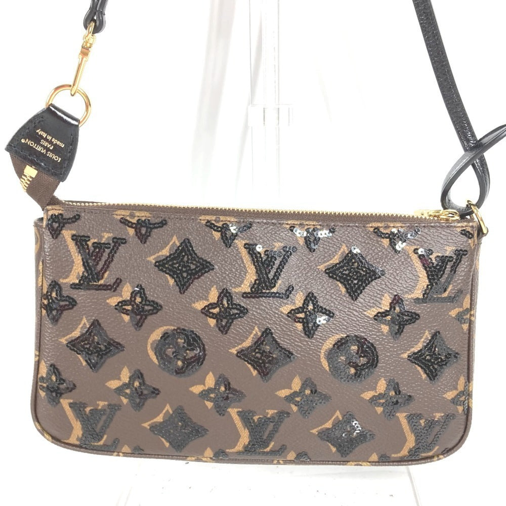 LOUIS VUITTON M26473 Monogram Sequin Pochette Accessoires Bag Accessory Pouch Shoulder Canvas Women's Brown Like New — Like New