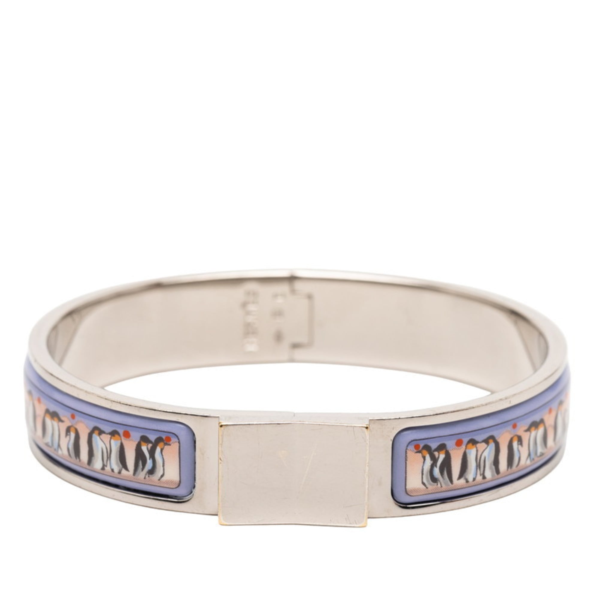 Hermes Hermès Click-Clack PM Penguin Bangle in Silver and Multicolored Metal for Women