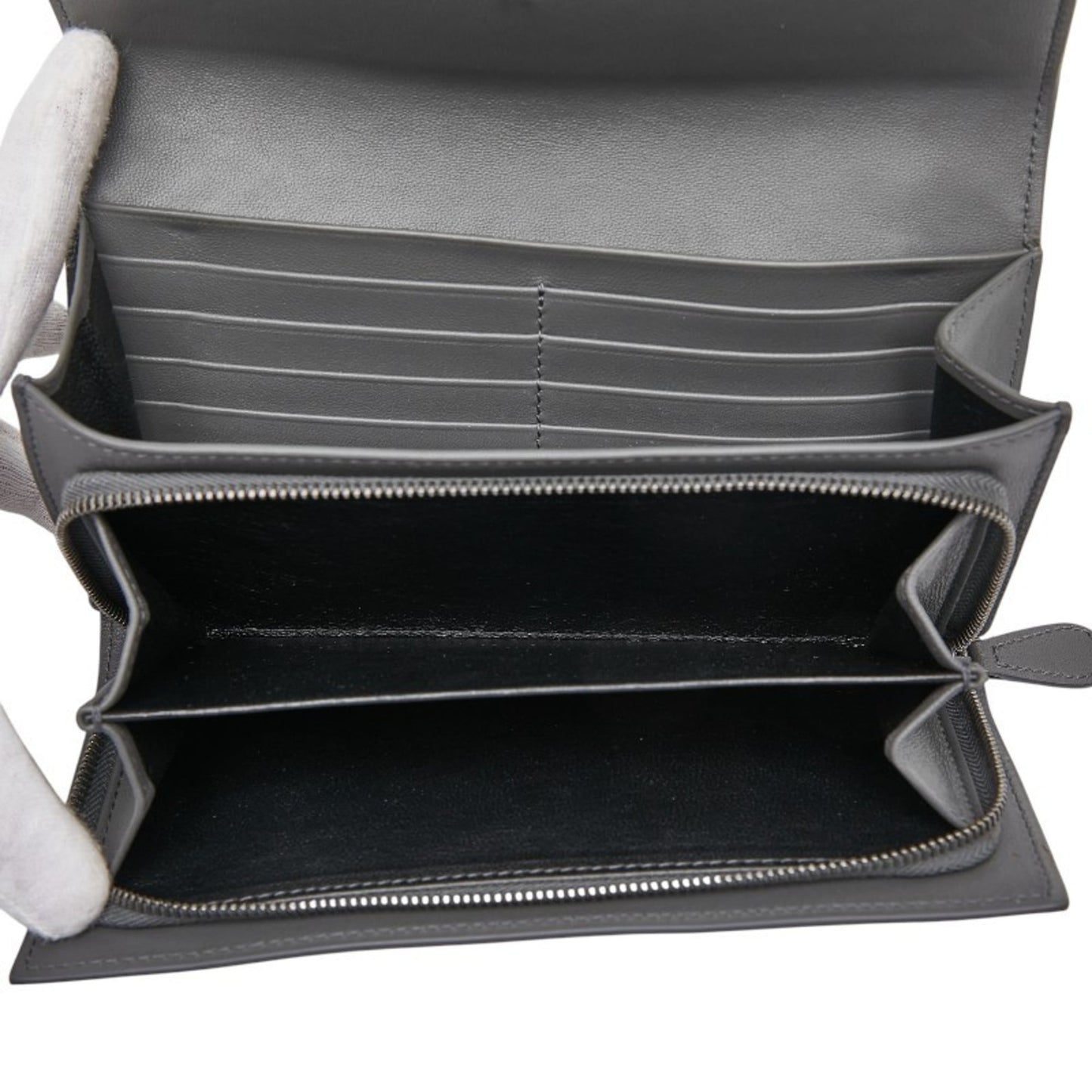 Bottega Veneta Intrecciato Long Wallet Gray Leather Women's BOTTEGAVENETA