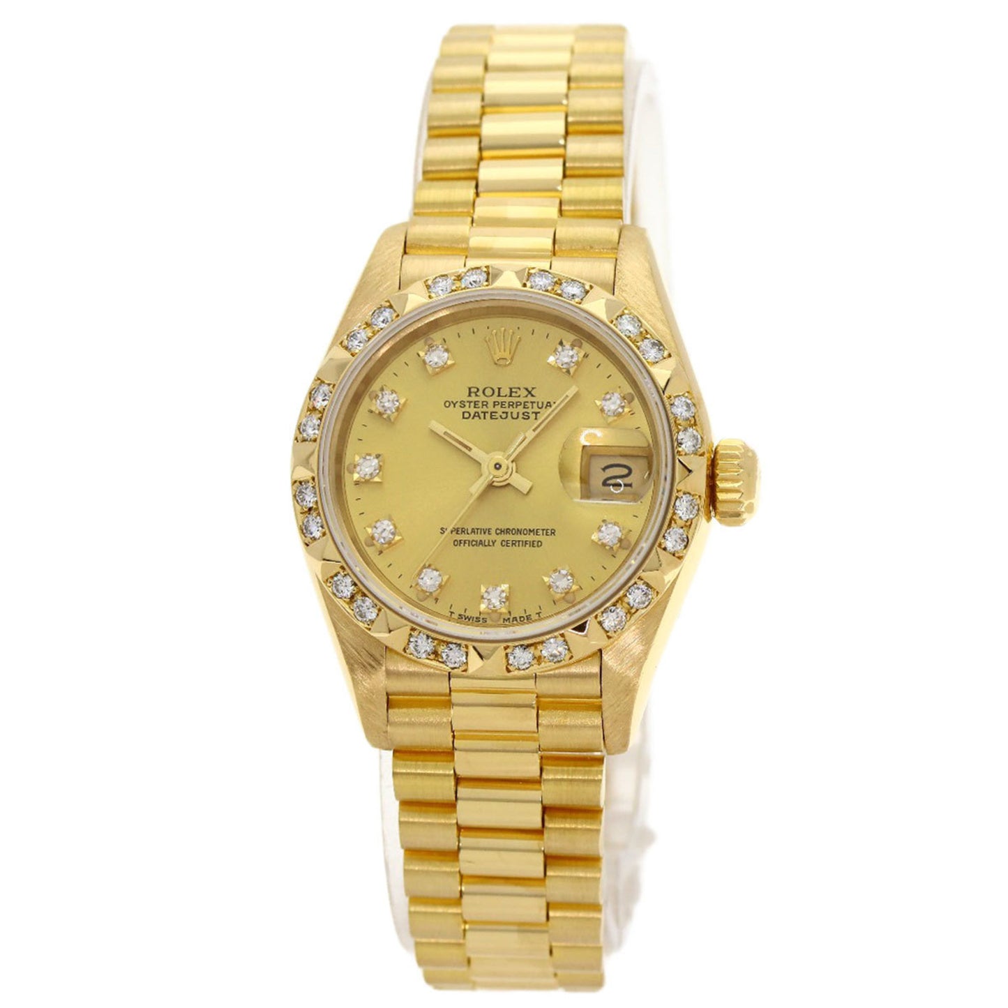 Rolex 69258G Datejust 10P Diamond Bezel Watch in 18K Yellow Gold/18KYG/Diamond Women's