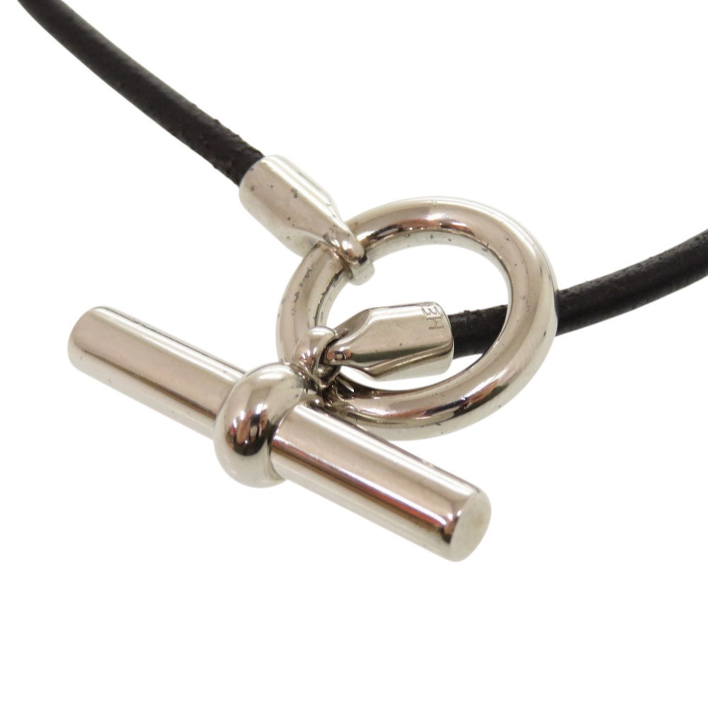 Hermès Grennan Leather Black with Silver Hardware Double Bracelet 0184 HERMES