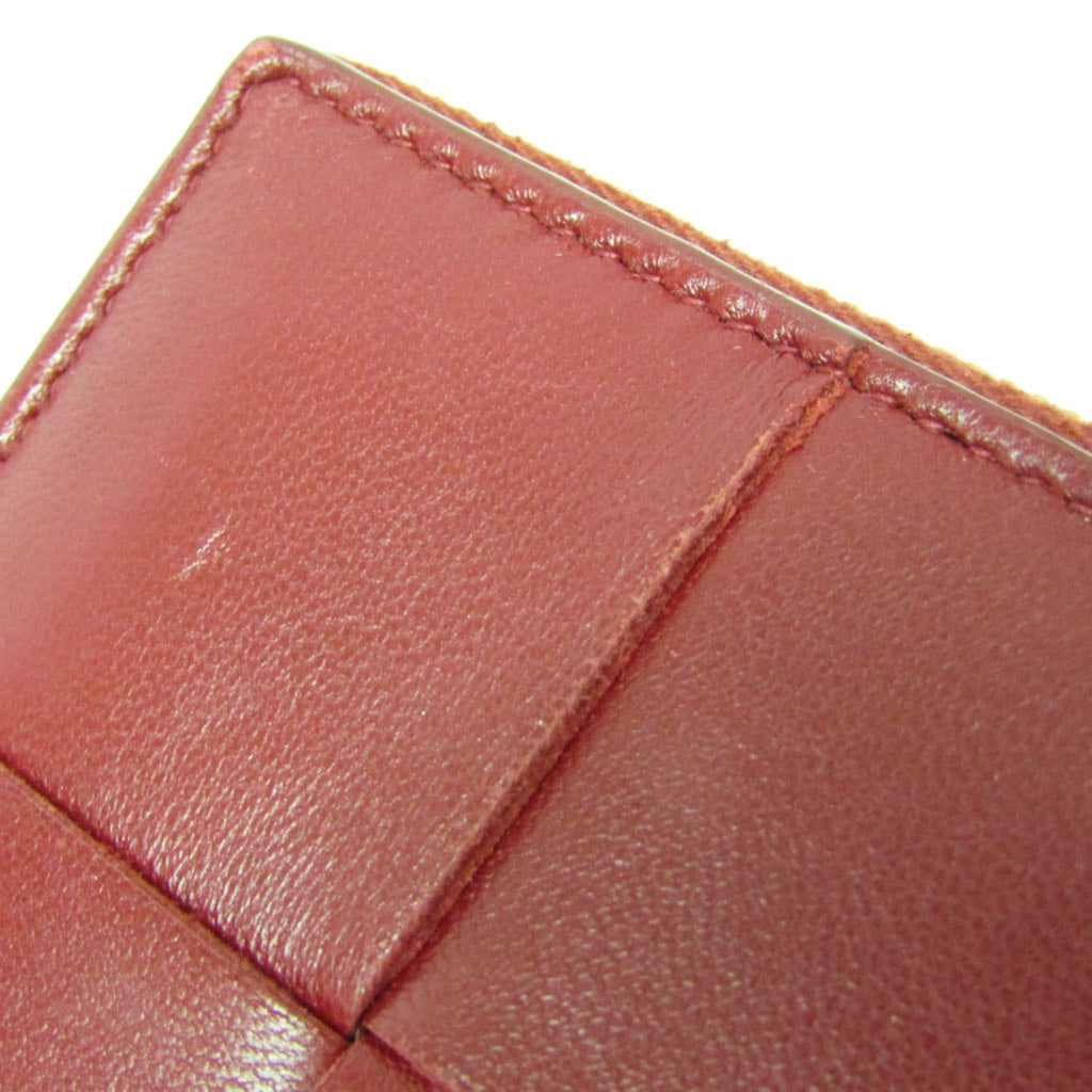 Bottega Veneta Cassette Round Zipper Women,Men Leather Bill Wallet (bi-fold) Red Color