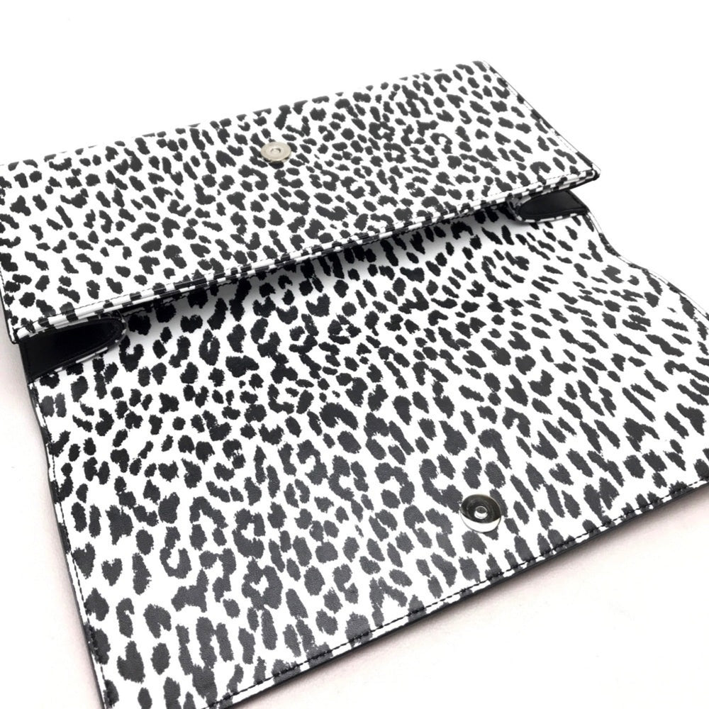 SAINT LAURENT Saint Laurent Paris 326079 Cassandra Leopard Bag Clutch Calf Leather Women's White Black — New - Store Return