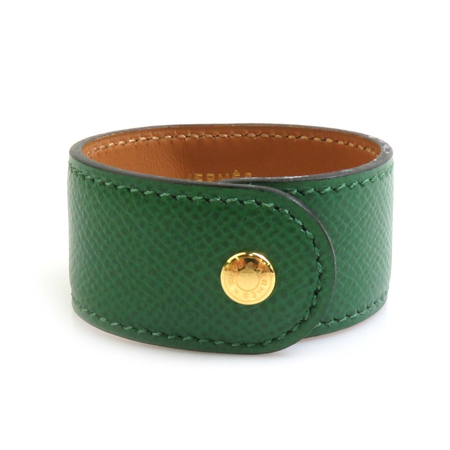 Hermes HERMES bracelet Medor leather metal green gold ladies e60427a
