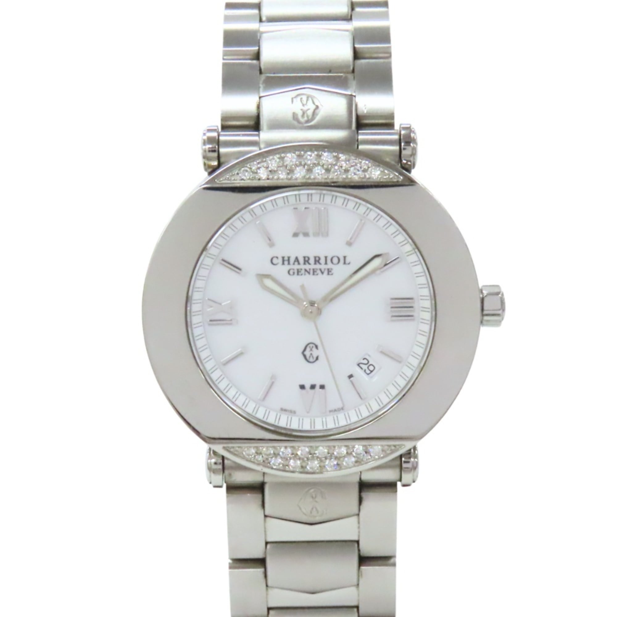 CHARRIOL Columbus CCR38D Stainless Steel Diamond Silver White Dial Men's Watch — Very Good