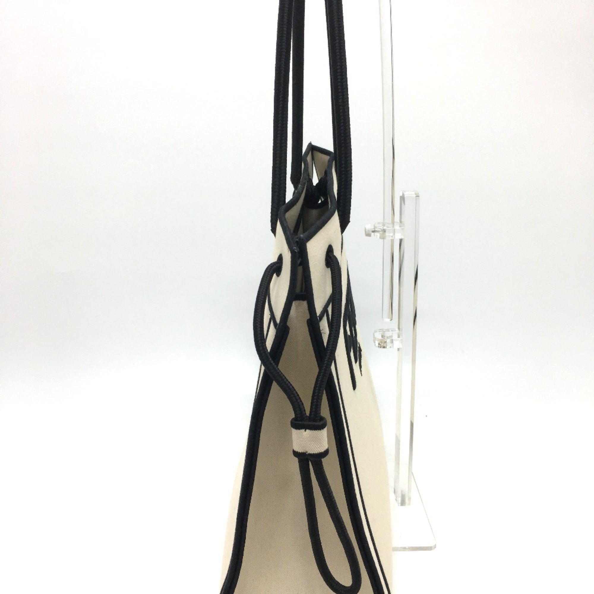Fendi 8BH379 bag large Tote Bag Gresso Natural Beige & Black Beige x Black — Like New