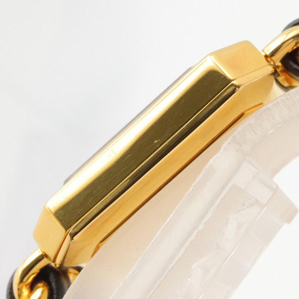Chanel CHANEL Première S Watch, Gold Plated (GP), Leather Strap, Women's, Black, H0001 — Very Good