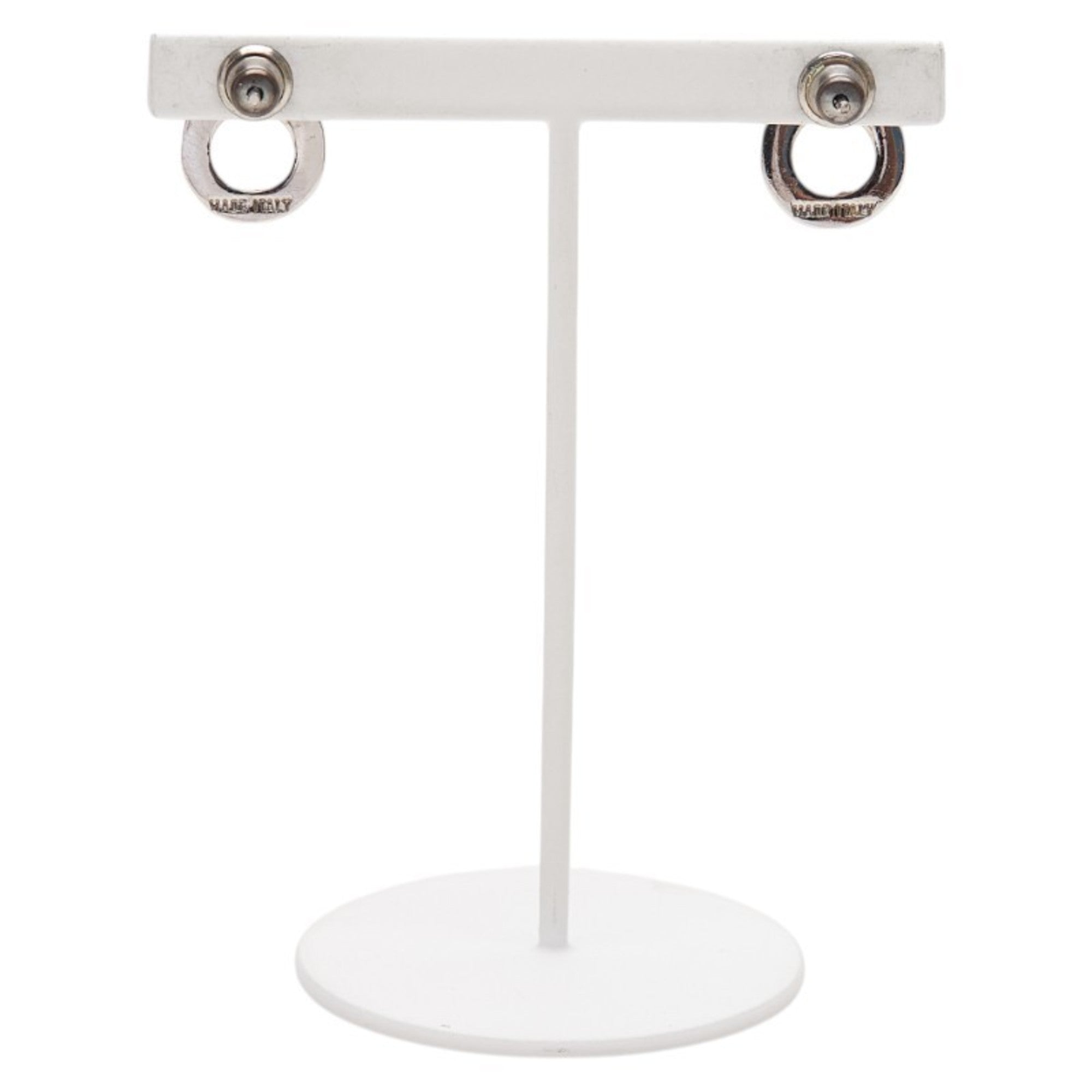 Salvatore Ferragamo Gancini stud earrings in silver metal for women.