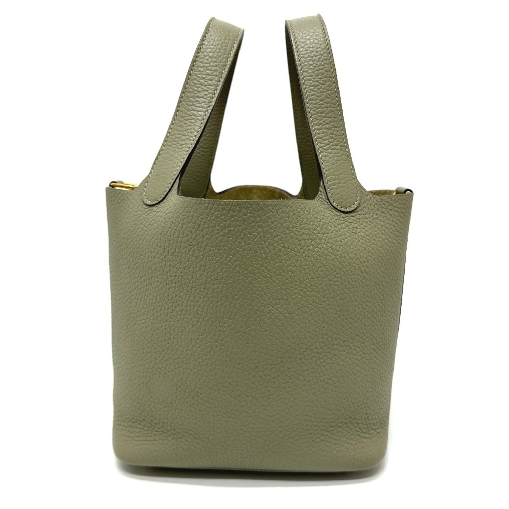 HERMES Picotin Lock PM Bag Handbag Taurillon Clemence Women's Sage Grey Like New — Like New
