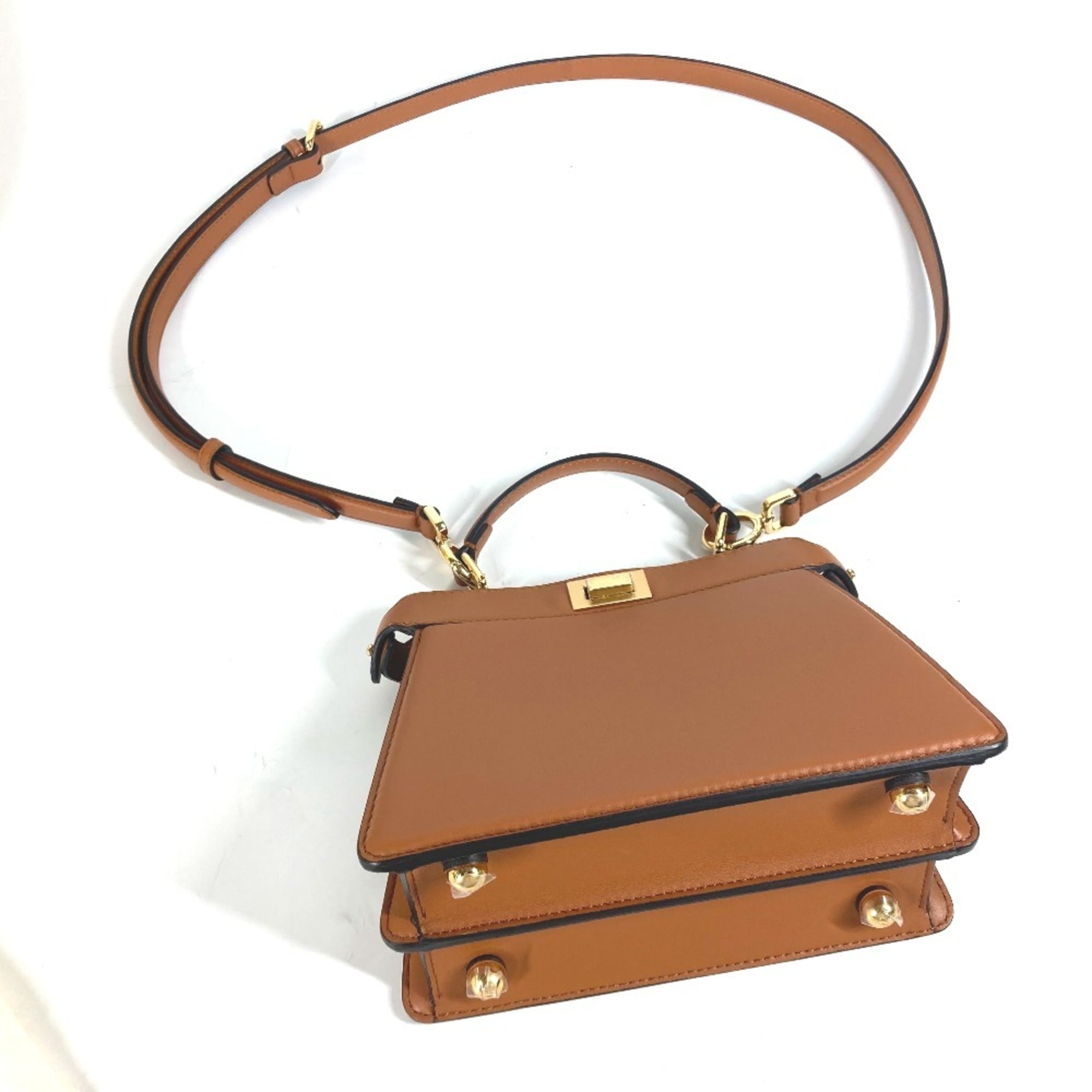 FENDI 8BN335 Peekaboo ISeeU Petite Bag Handbag Shoulder Leather Women's Brown E-240717-2 — New - Store Return