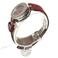 Bulgari Watch, Total Weight 26.8g, Stainless Steel, Genuine Leather Strap, Quartz Movement, Pink Mother-of-Pearl Dial, BZ22S — Good