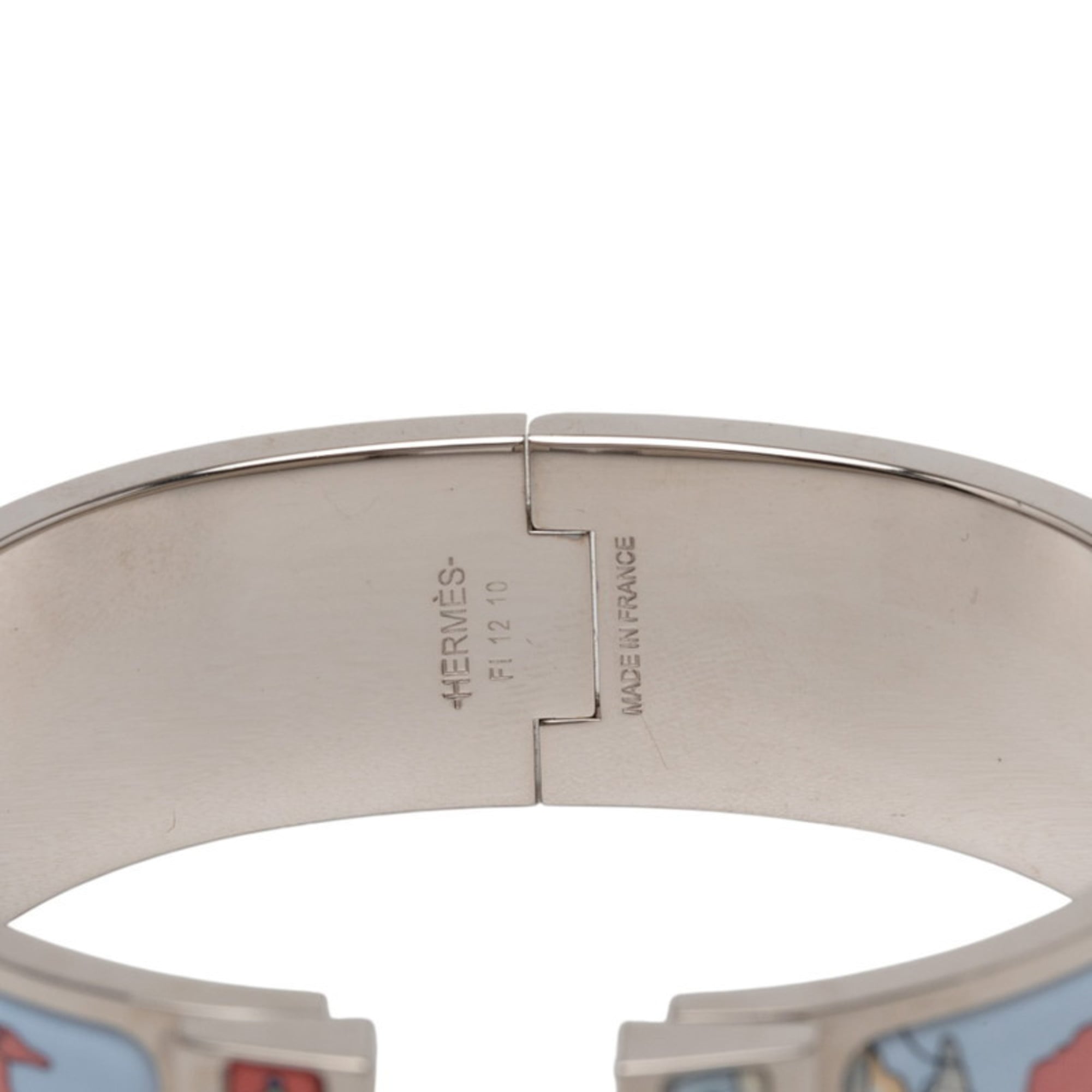 Hermes Click-Clack H PM Bracelet in Silver, Blue, and Multicolored Metal for Women