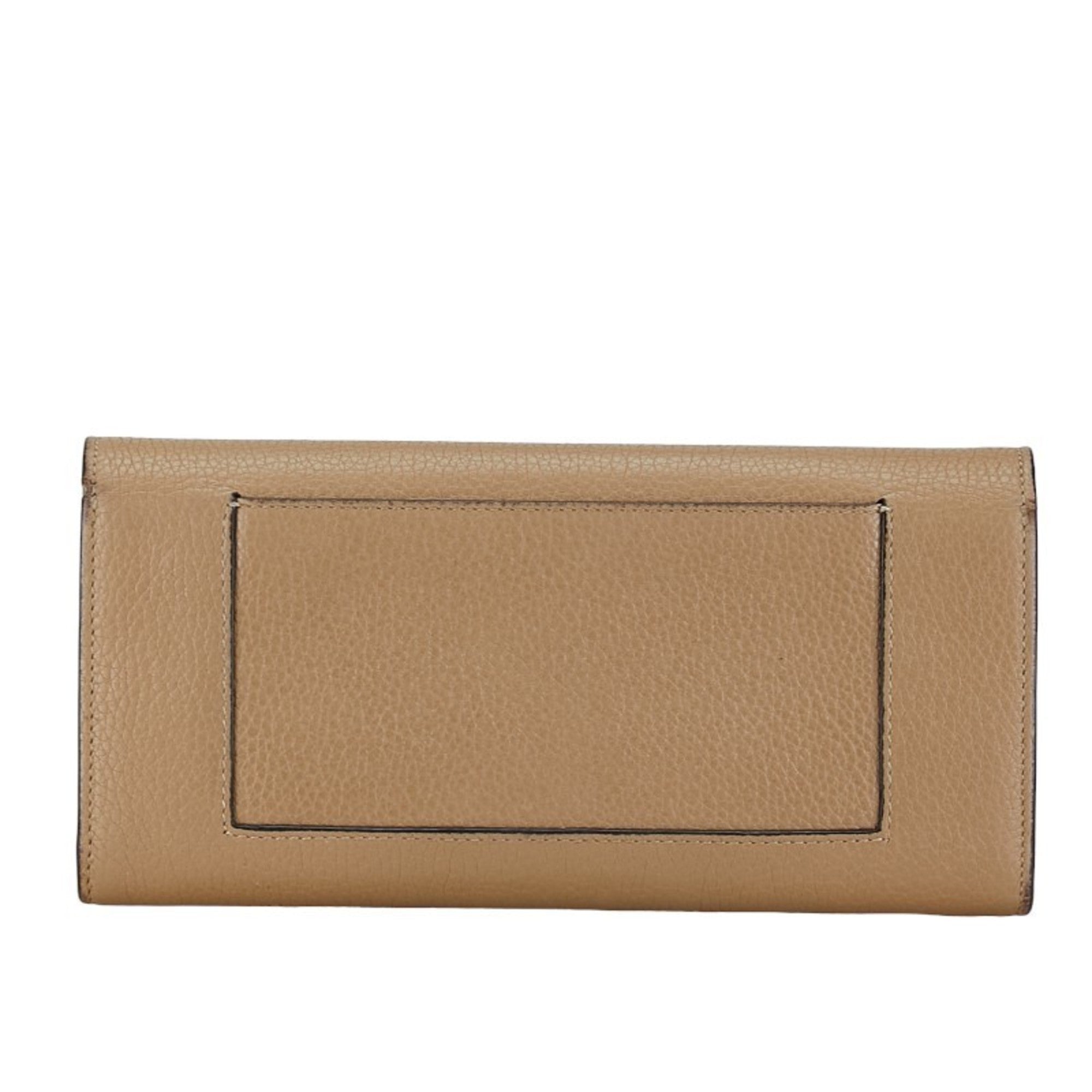 CELINE Large Flap Wallet SPG5125 Beige Leather Women's