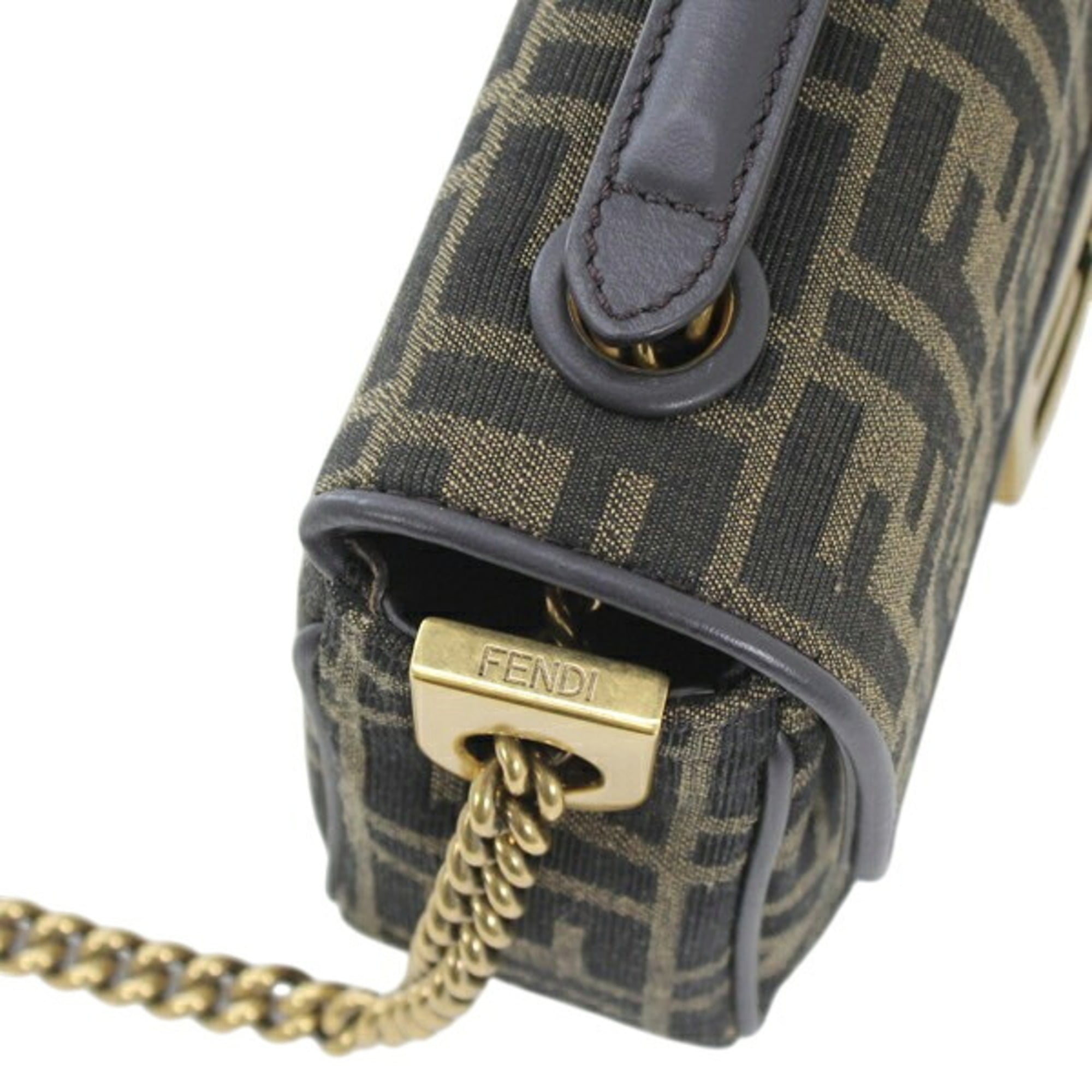 FENDI Zucca Baguette Chain Medium Shoulder Bag, Nylon Jacquard x Leather, Women's, 8BR793 AKBZ F1EM3 KM3158 — New - Store Return