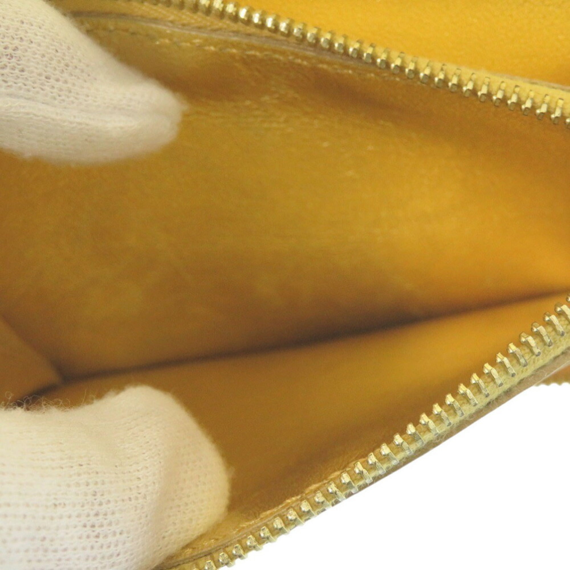 Celine Round S-TN-1113 Leather Gold/Yellow Bi-fold Wallet 0472CELINE