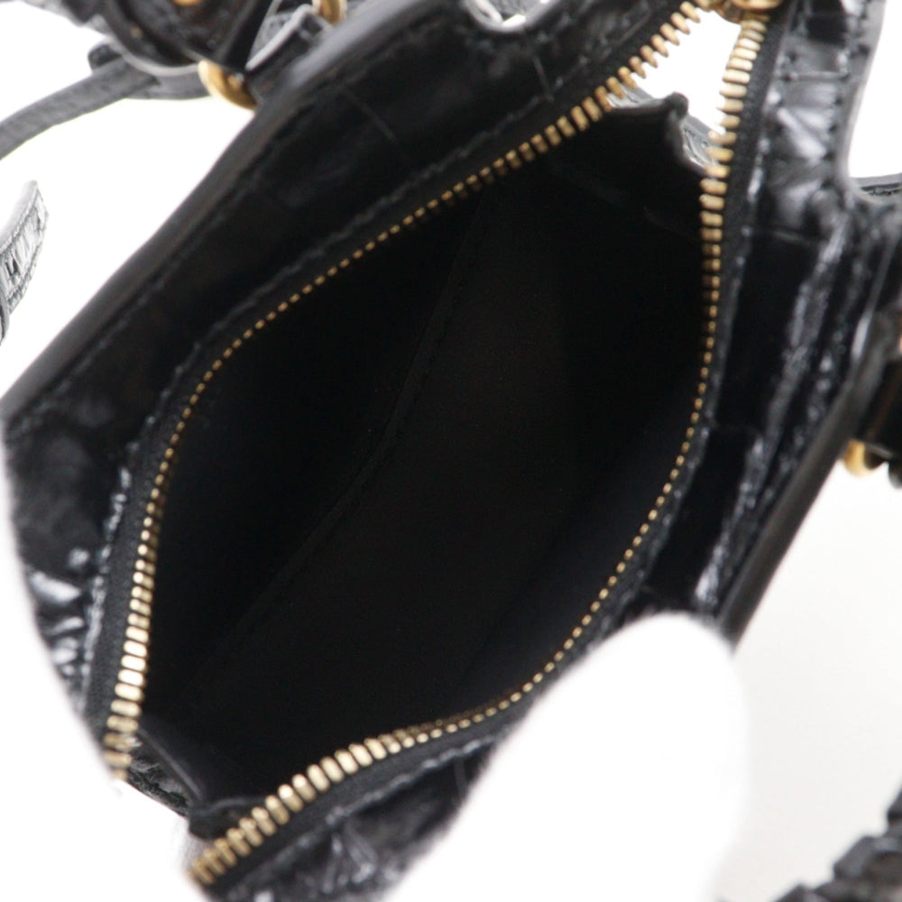Balenciaga Neo Classic Nano Shoulder Bag/Pochette, 2-Way, Embossed Leather, Black, Double-Way, Women's — Like New