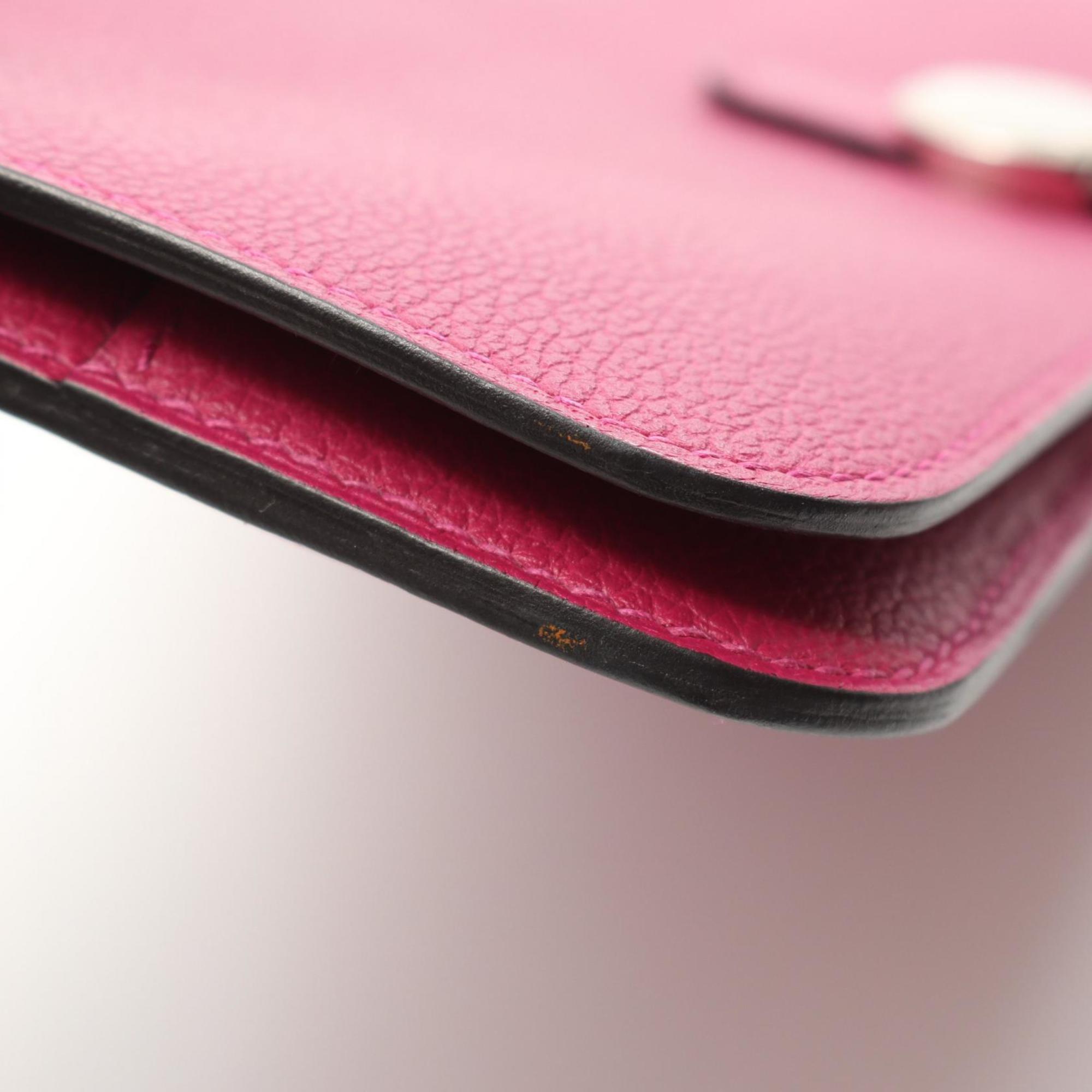 Hermes Hermès Dogon Long Bifold Wallet, Leather, Evercolor, Women's, Pink