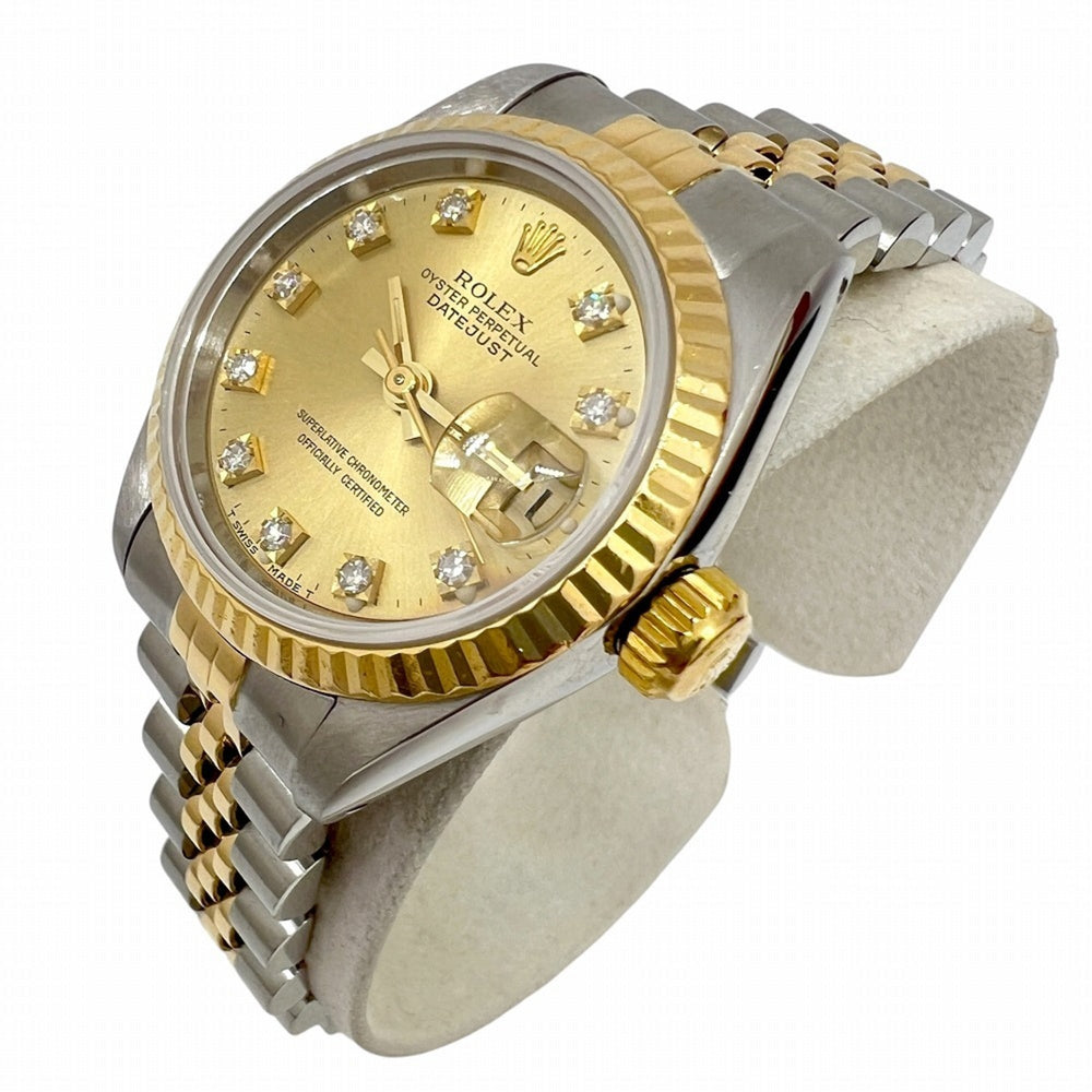 ROLEX Datejust 10P Diamond Stainless Steel 18K Yellow Gold Dial 69173G L-serial Two-tone Automatic Women's Watch — Very Good