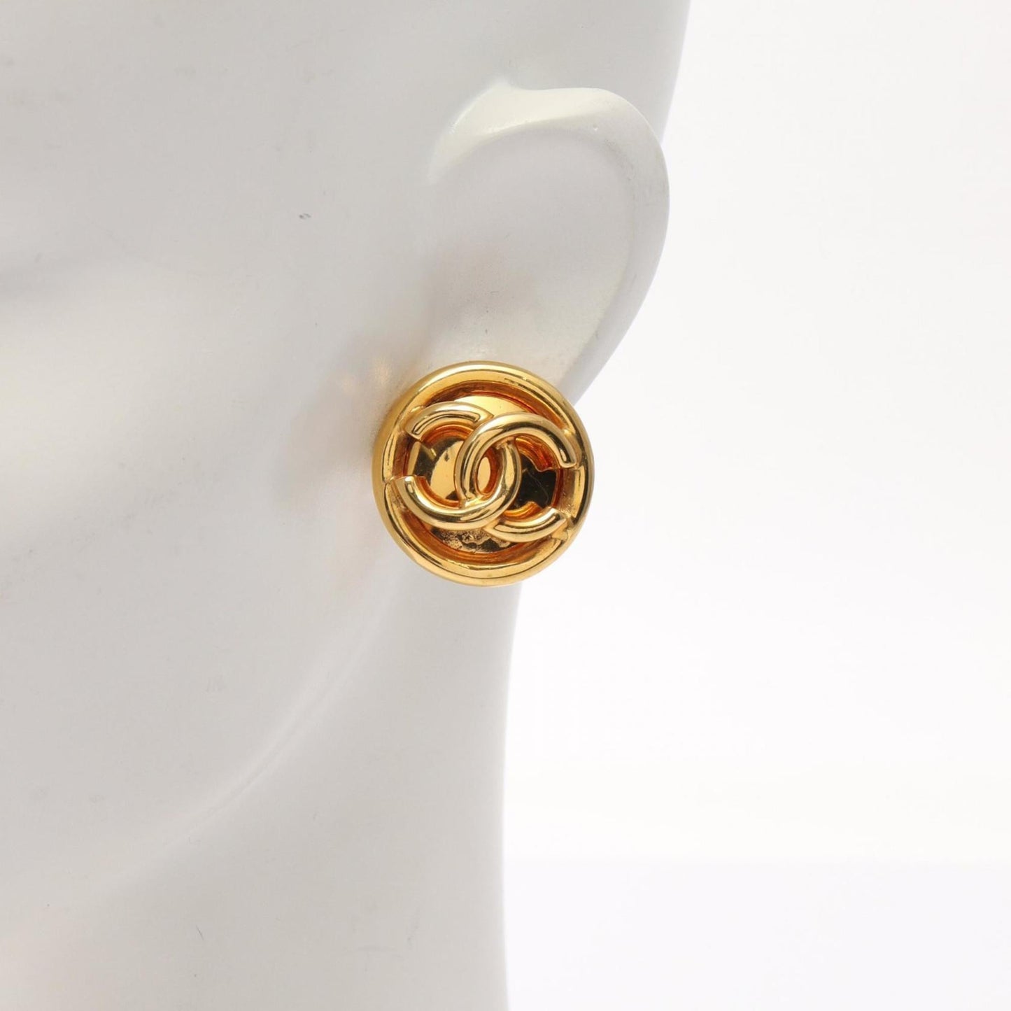 CHANEL Coco Mark Earrings, Gold Plated, Women's