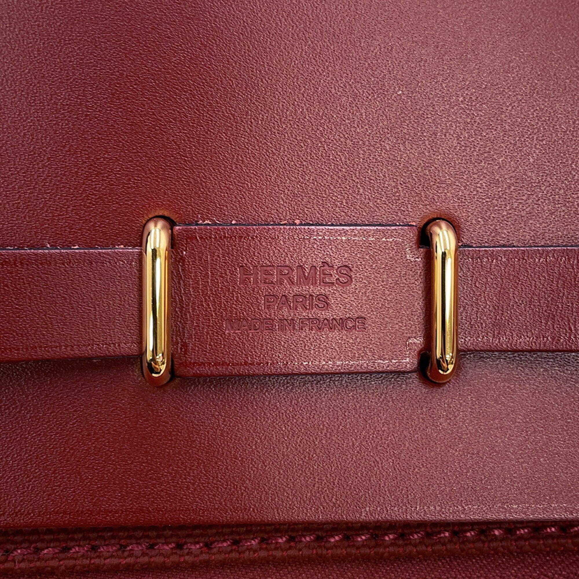 Hermes Shoulder Bag Herbag Zip Mini Rouge H Toile Military Vache Hunter K Stamp HERMES Handbag — Like New