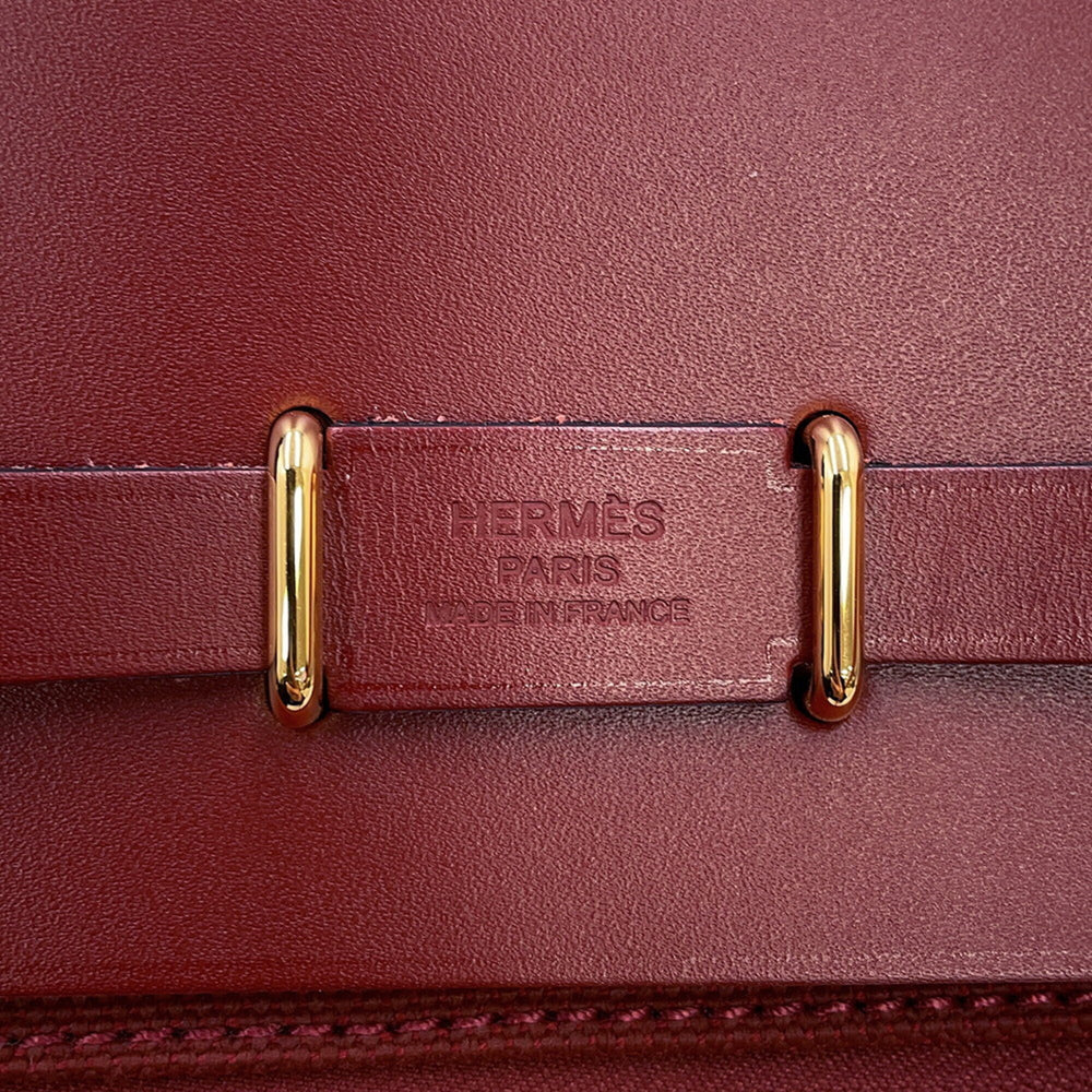 Hermes Shoulder Bag Herbag Zip Mini Rouge H Toile Military Vache Hunter K Stamp HERMES Handbag — Like New