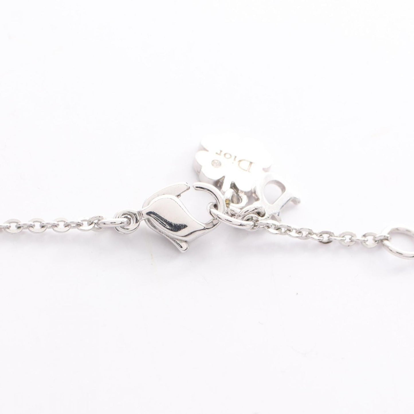 Christian Dior Dior Logo Heart Necklace Jewelry Stainless Steel Rhinestones Women's Silver and Clear