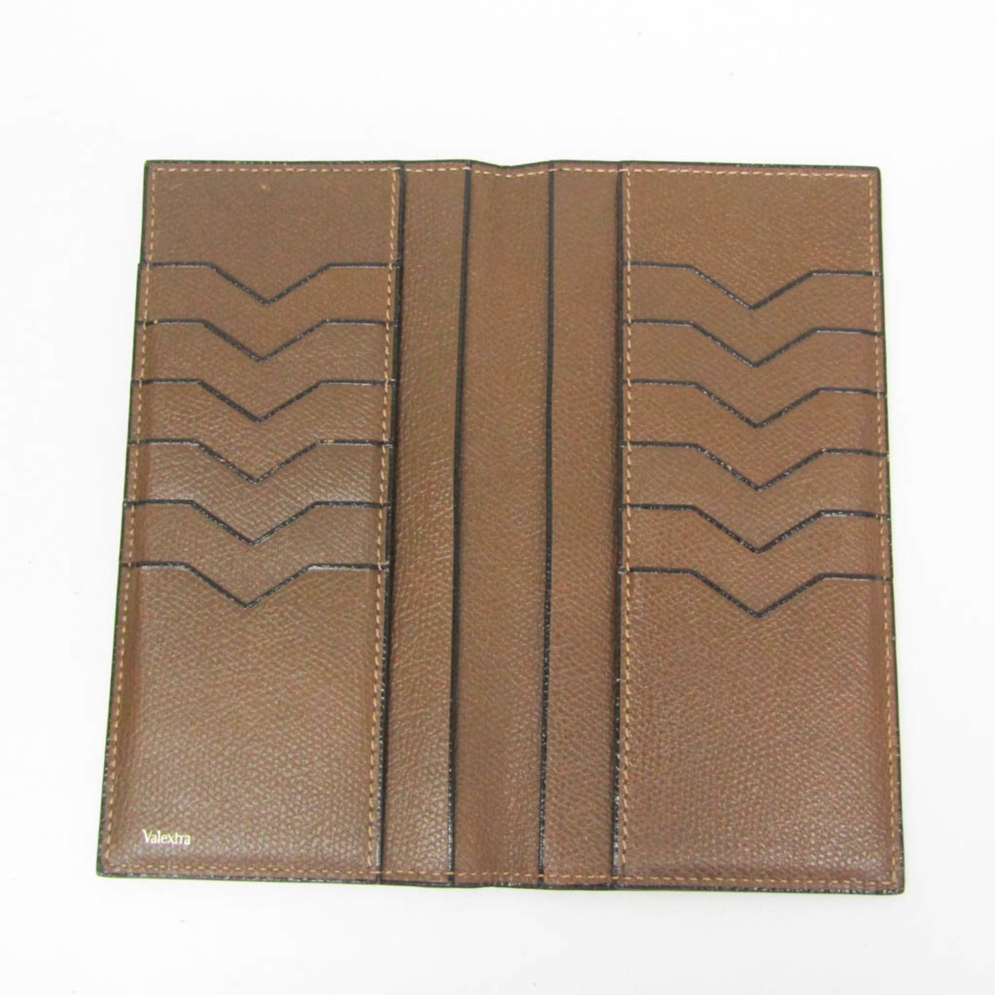 Valextra Vertical 12 Card V8L21 Men's Leather Long Bill Wallet (bi-fold) Brown