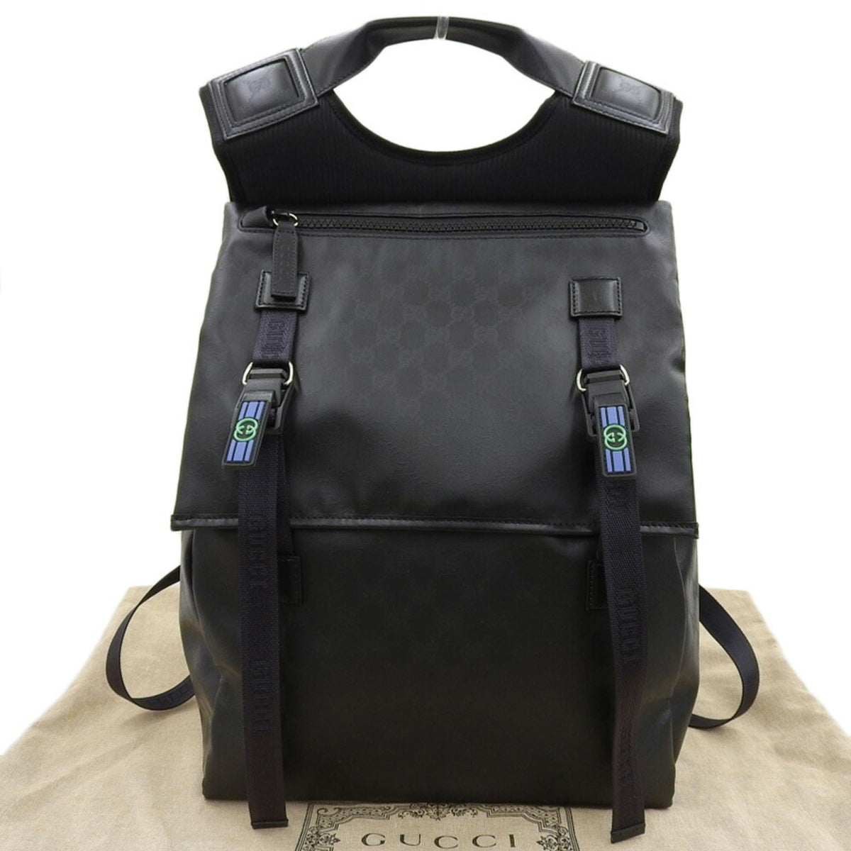 Like new GUCCI Interlocking G Crystal GG Backpack 779812 498879 Rucksack Black — Like New