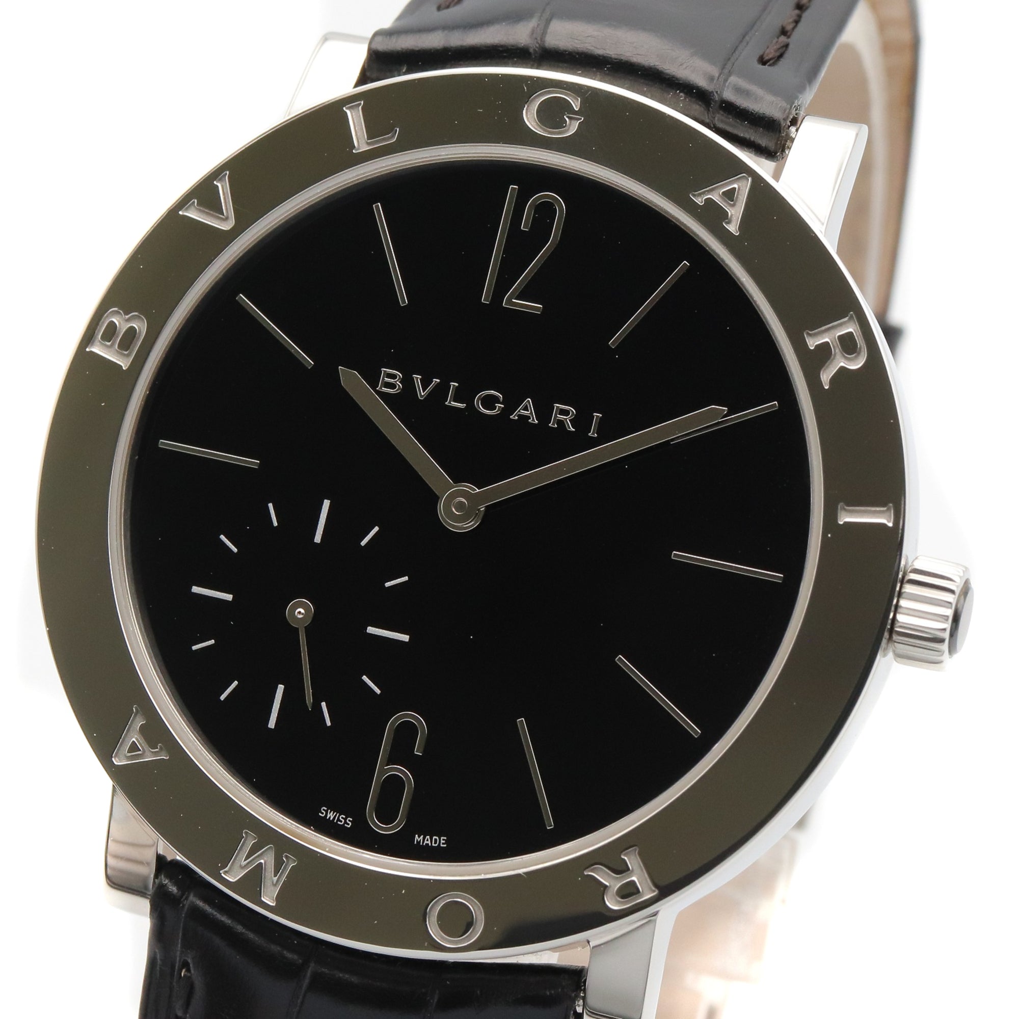 Bulgari BVLGARI Roma Finissimo Watch Stainless Steel Leather Men's Black BB41SXTRO — Very Good