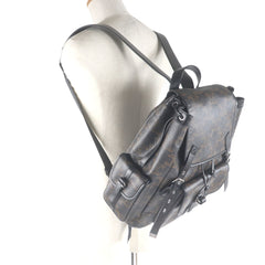 CELINE 11181 Coated Canvas Triomphe Pattern Backpack Daypack Black Brown with Dust Bag Men's — Like New