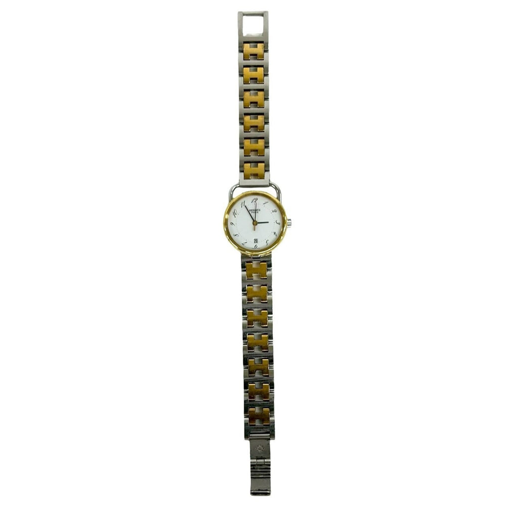 HERMES Vintage Profile GP Stainless Steel Quartz Watch Gold 32947 — Good
