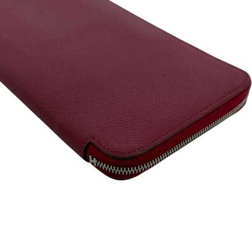 Hermès Round Long Wallet Azap Silkin f-24824 Bordeaux Leather Epson N Stamp HERMES Pink Wine Red Women's