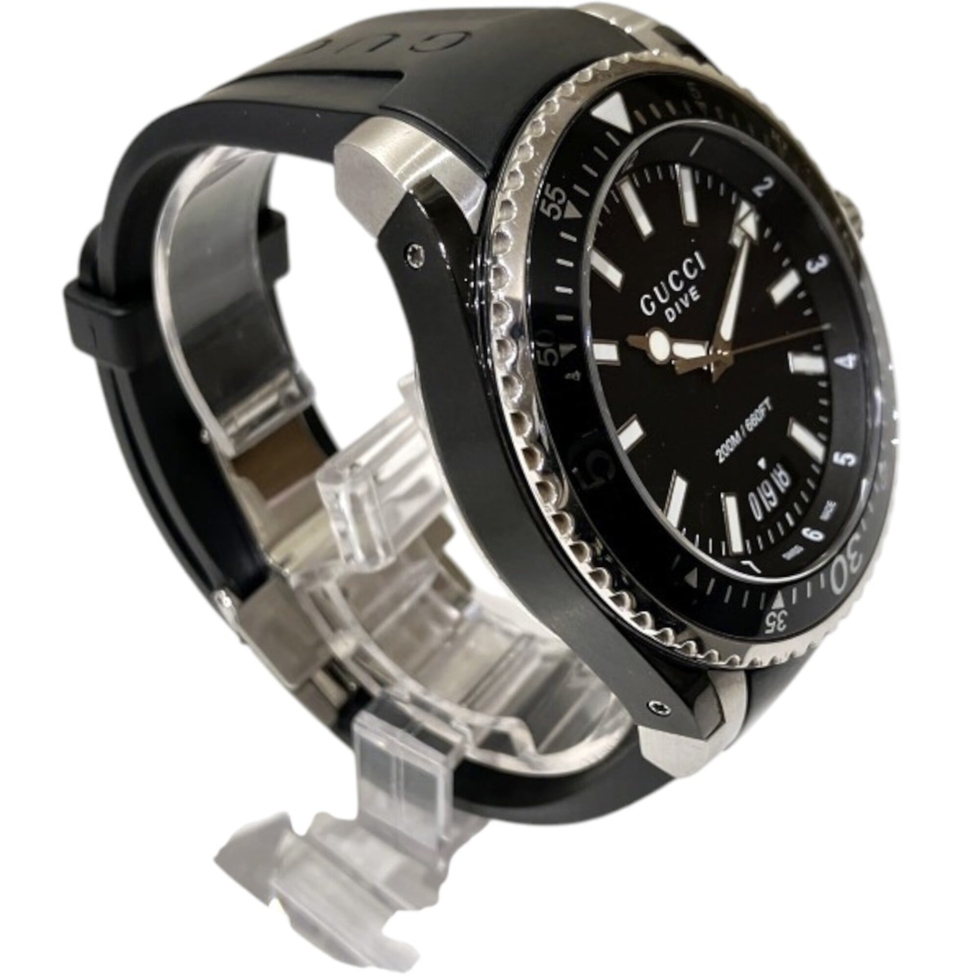 Gucci GUCCI watch, total weight 138.6g, stainless steel, rubber strap, quartz movement, black dial, 136.2 YA136204B — Good