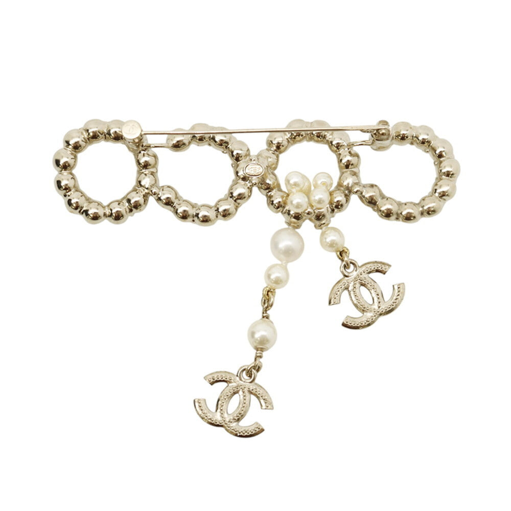 Chanel Brooch, Coco Mark, Metal, Faux Pearl Rhinestones, C21C CHANEL Brooch BROACH — Like New