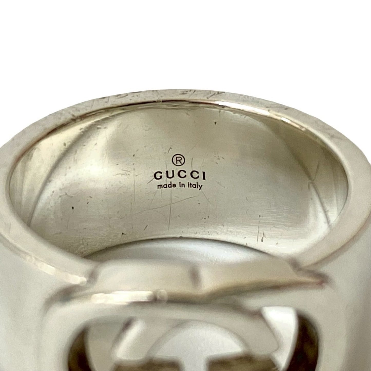 GUCCI Interlocking Double G Ring, 925 Sterling Silver, Accessory for Men and Women, 102-2