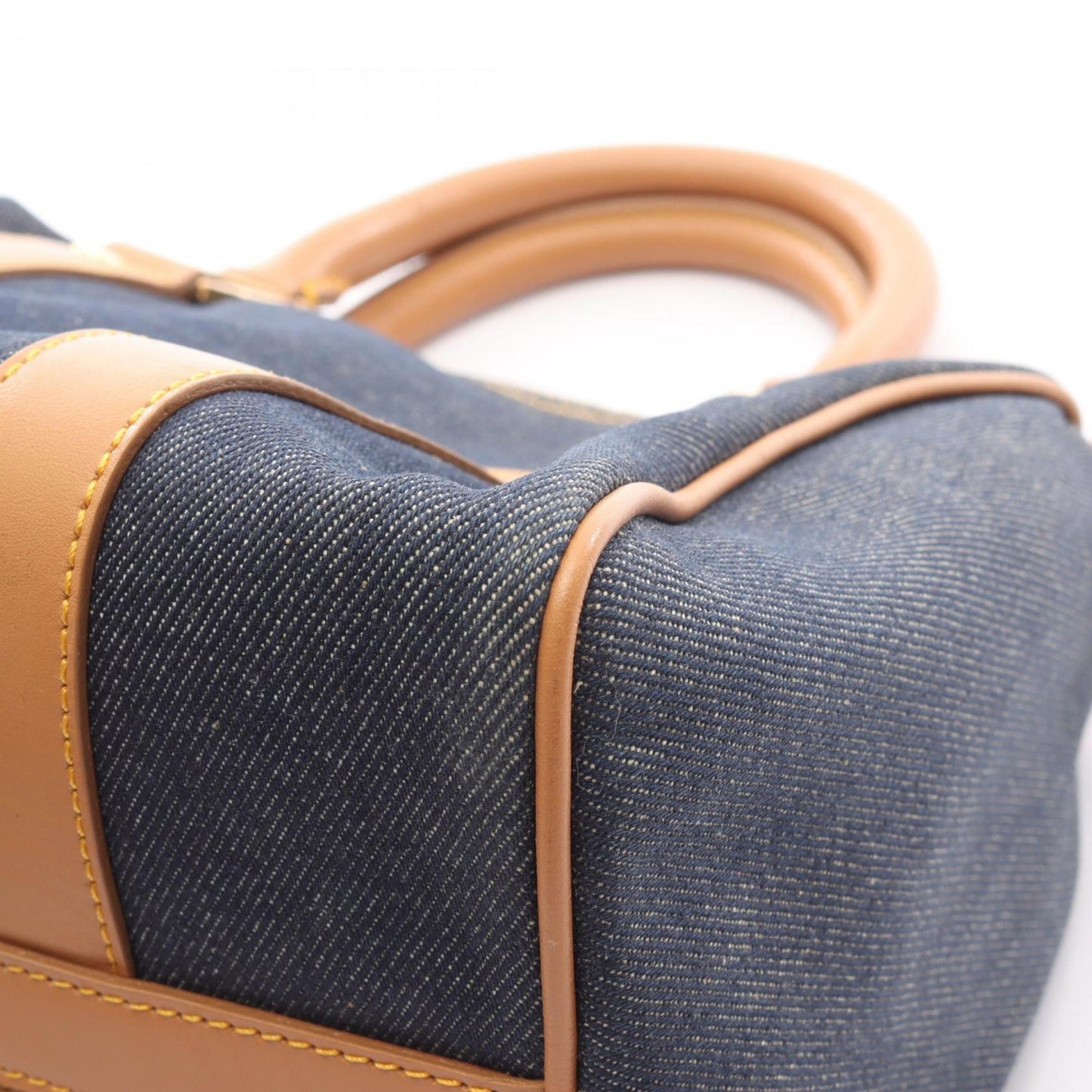 Christian Dior Dior tote bag, denim and leather, women's, navy brown