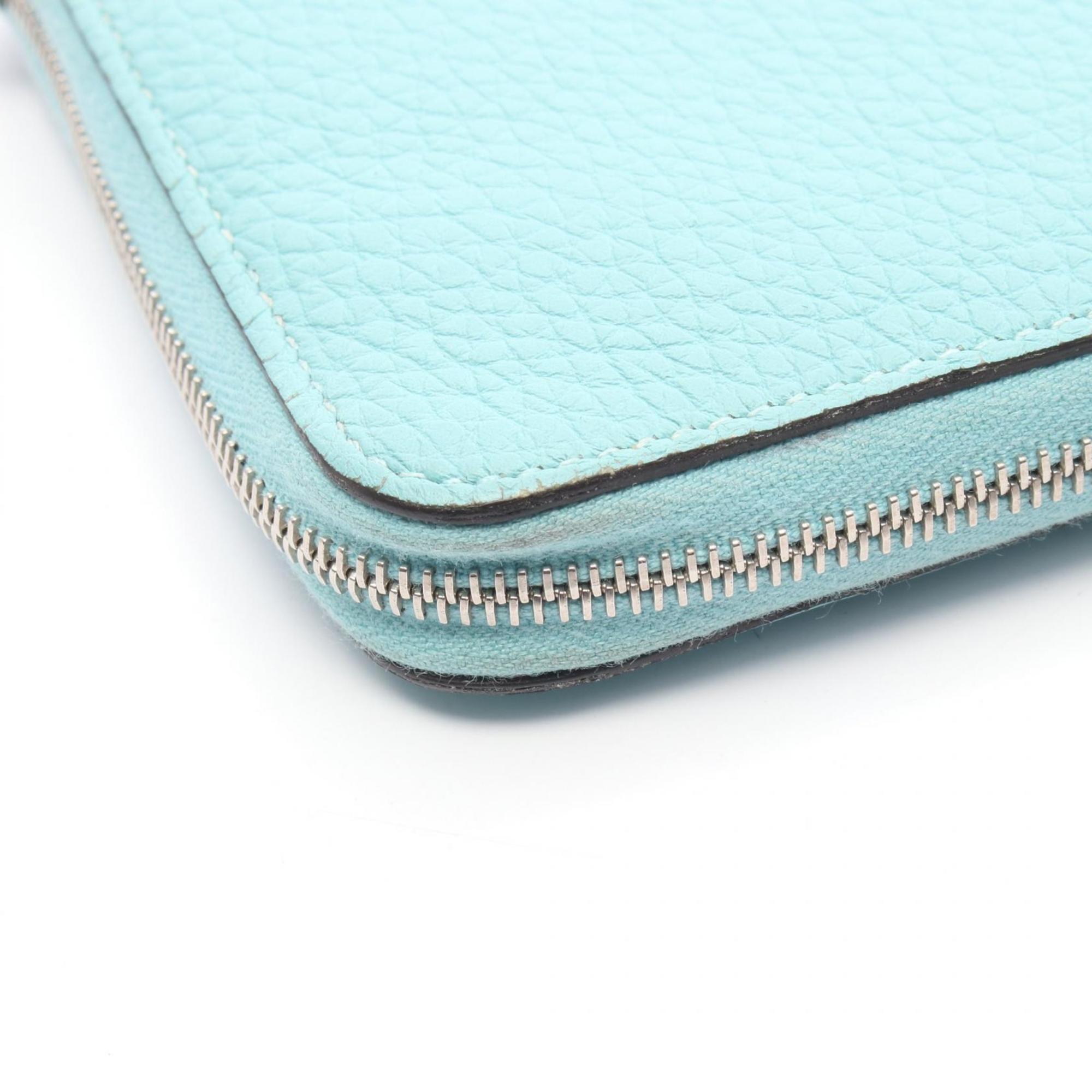 Hermes Hermès Azap Long Round Wallet in Taurillon Clemence Leather, Blue, for Women