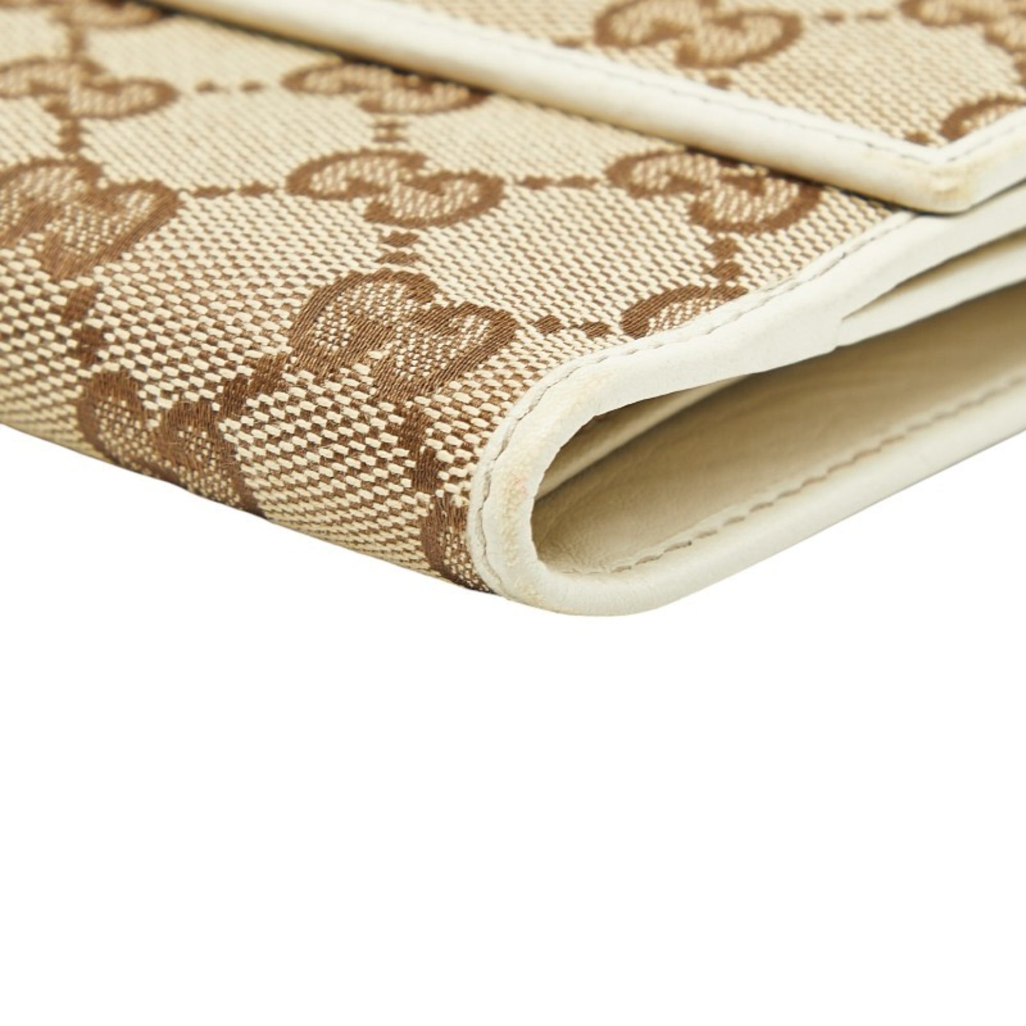 Gucci GG Canvas Bifold Wallet 212090 Beige Ivory Leather Women's GUCCI