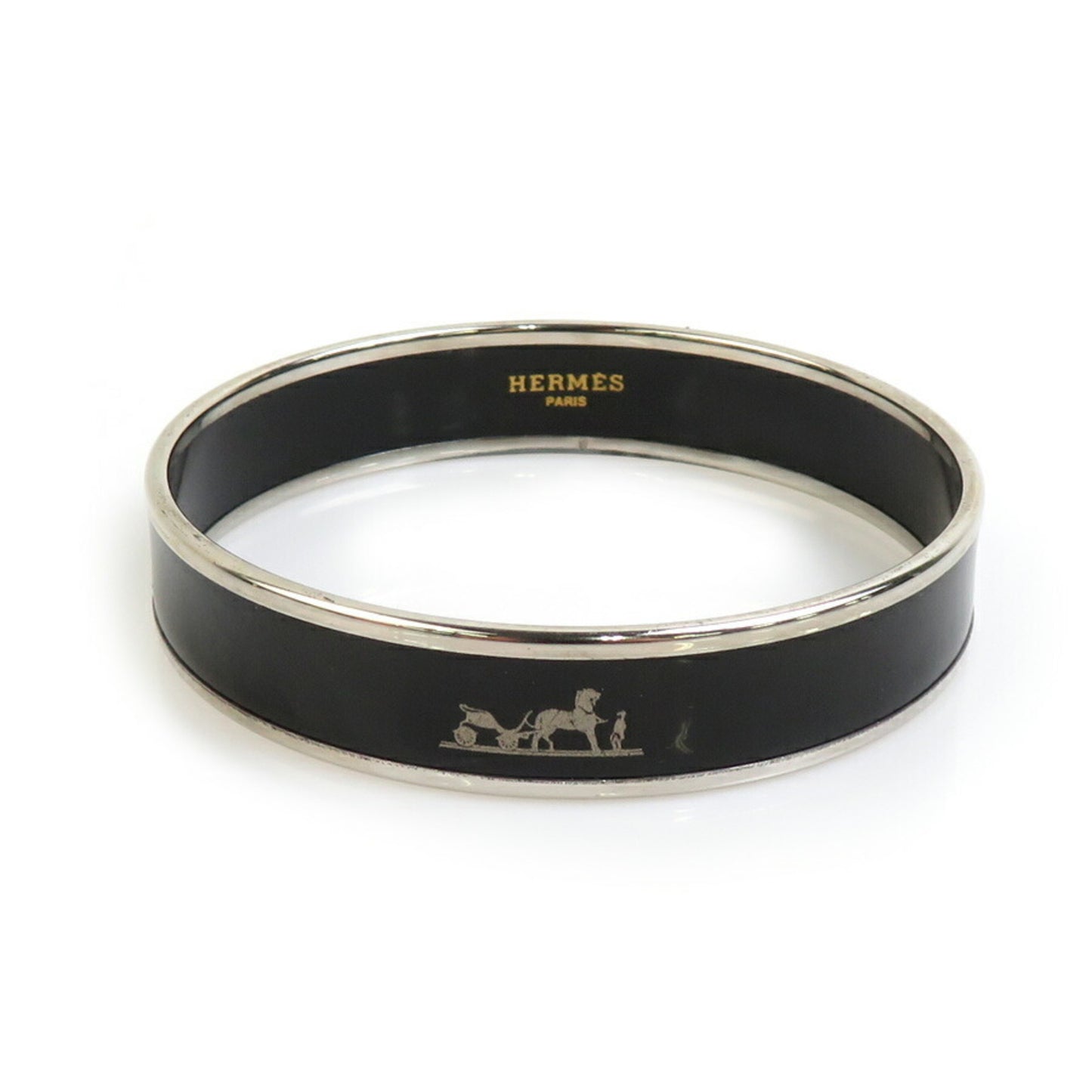 Hermes HERMES bangle bracelet enamel metal silver black ladies e60103g