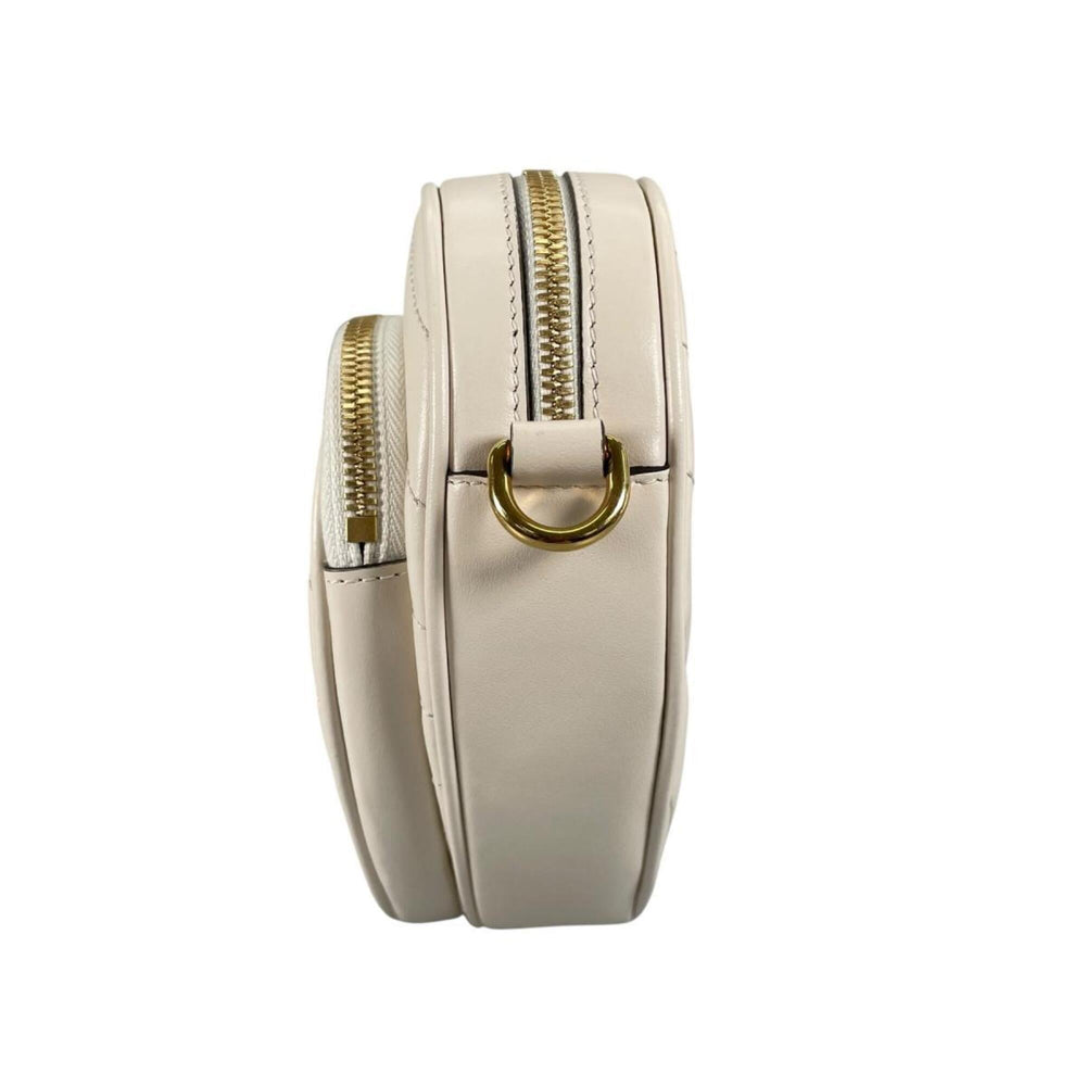 Gucci shoulder bag, heart chain, interlocking G design, leather, 751628, white — Like New