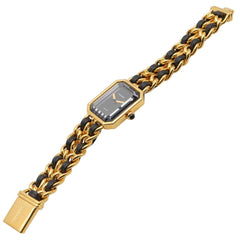 Chanel CHANEL Première S Watch, Gold Plated (GP), Leather Strap, Women's, Black, H0001 — Very Good