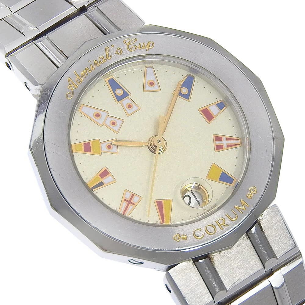 Corum Admirals Cup Watch 39.610.20 V050 Stainless Steel Silver Quartz Analog Ivory Dial Women's — Good
