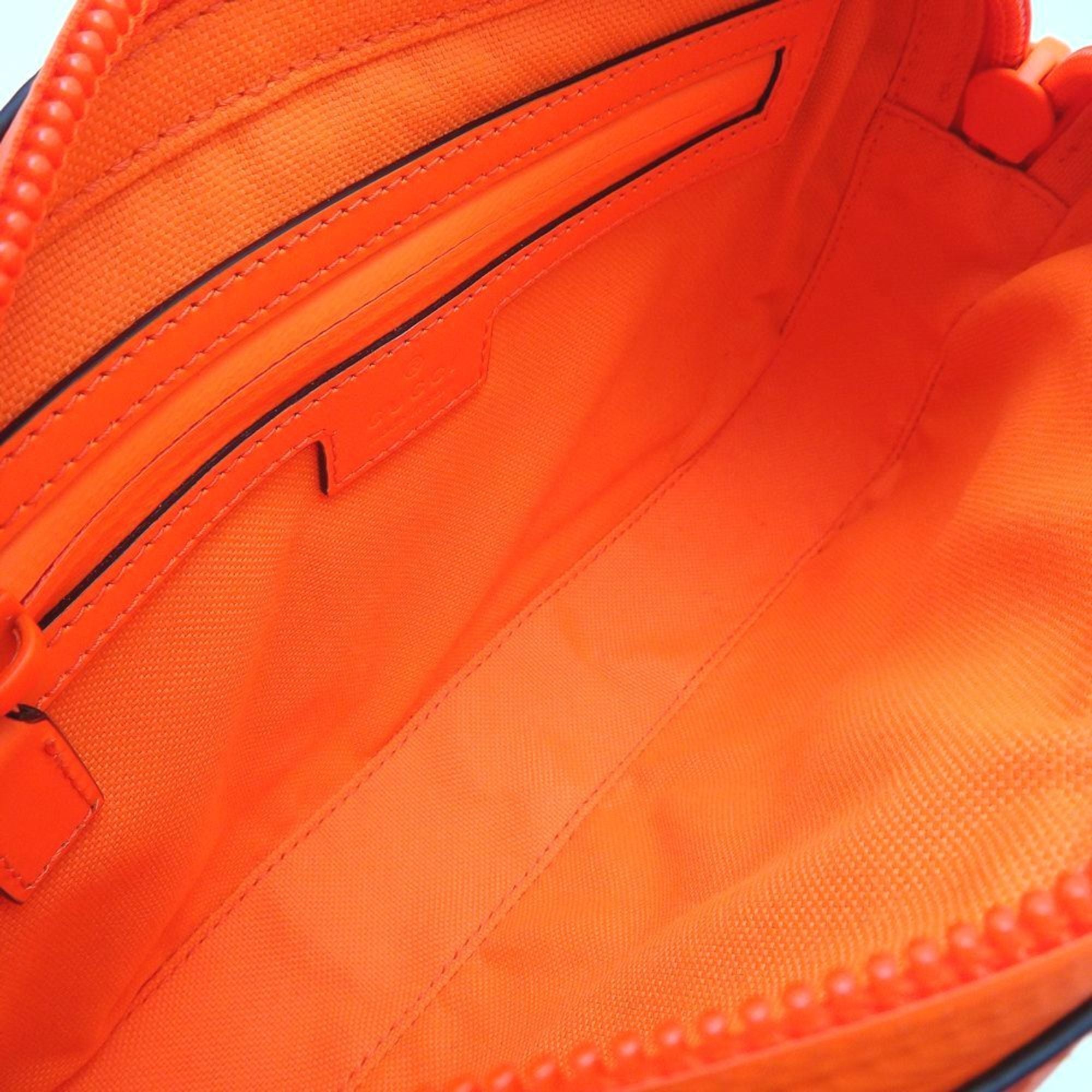 GUCCI Gucci Belt Bag 771422 Body GG Rubber Effect Leather Bright Orange 352032 — Like New