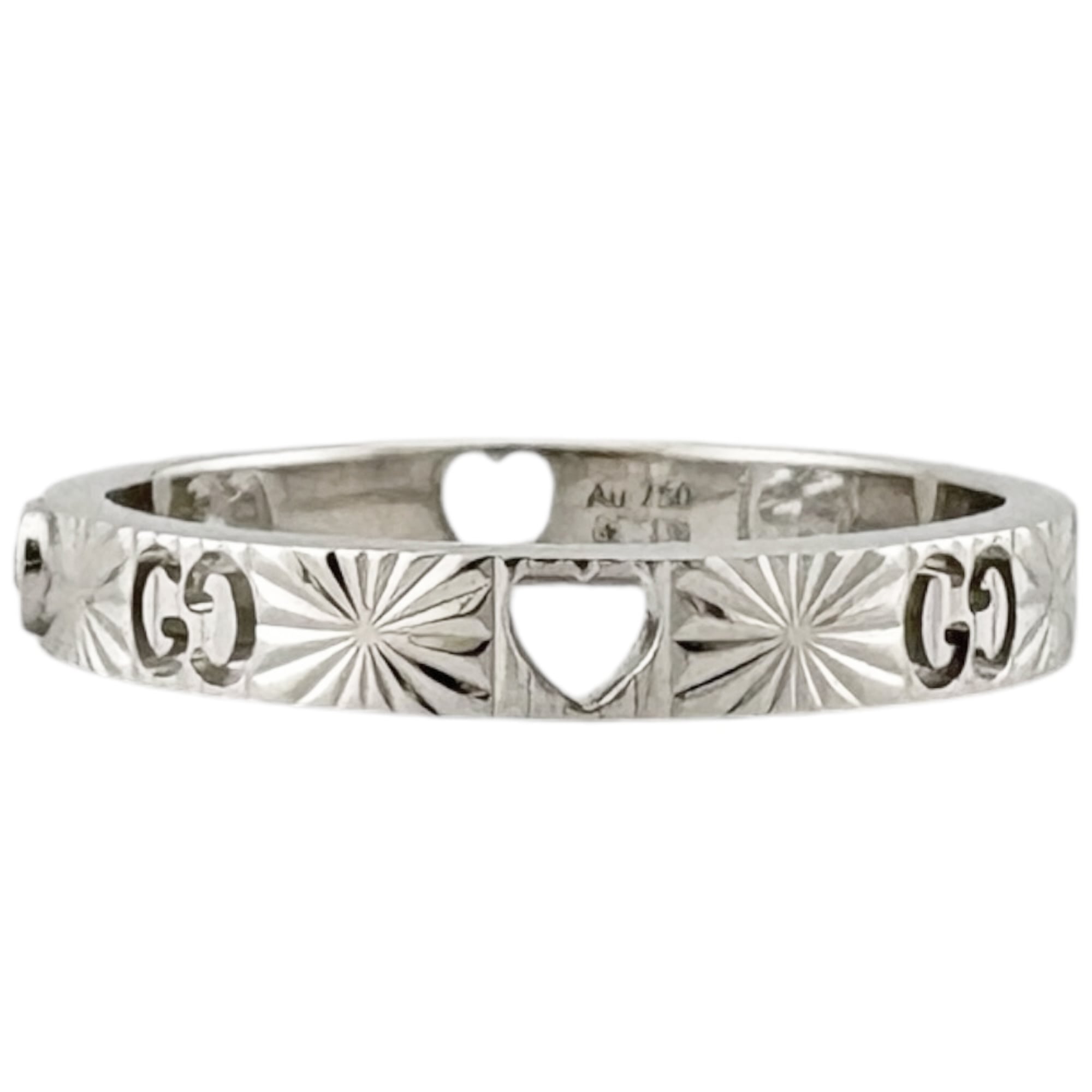 Gucci Icon Heart Ring, 18K White Gold, Diamond, Women's — Like New