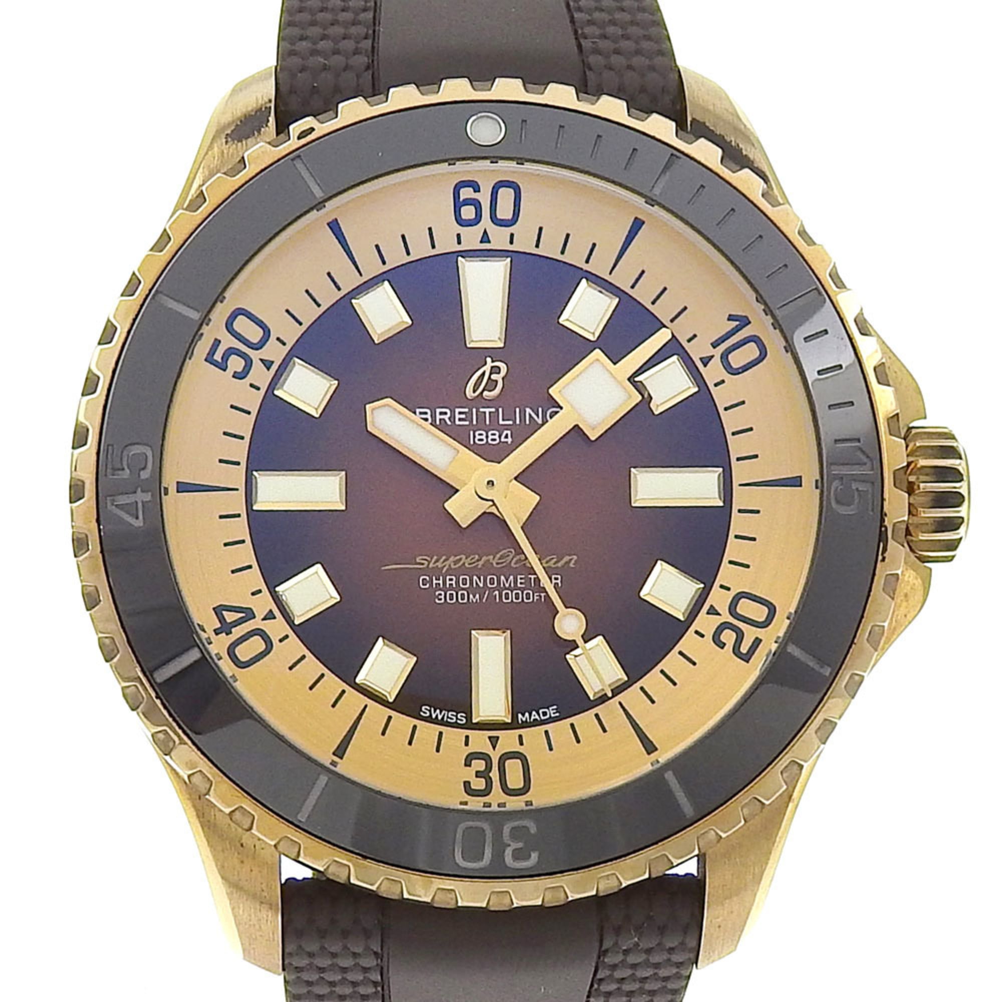 BREITLING Super Ocean Automatic 44 Watch cal.SW200-1 N17376201Q1S1 x Rubber Bronze Brown Dial Men's — Very Good