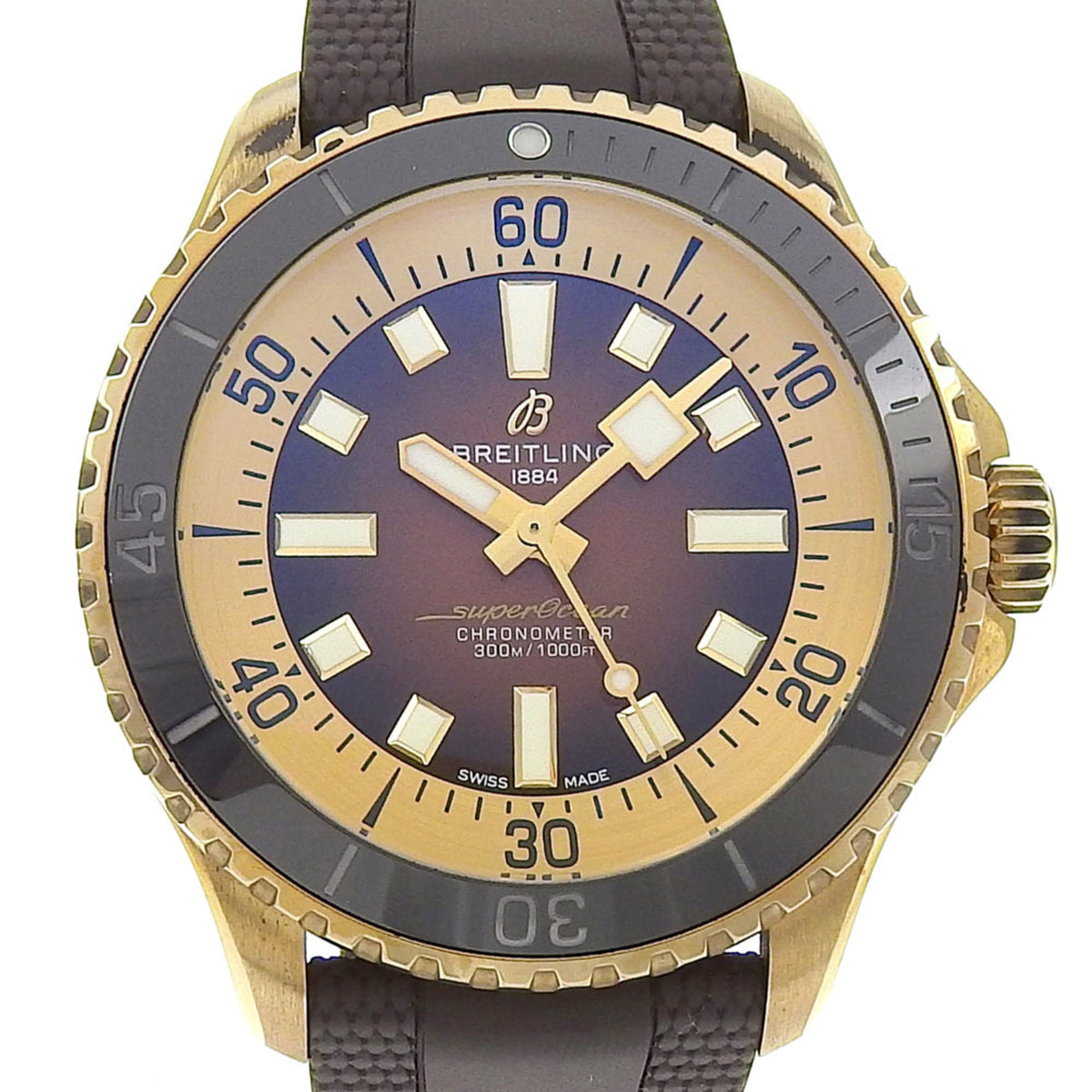 BREITLING Super Ocean Automatic 44 Watch cal.SW200-1 N17376201Q1S1 x Rubber Bronze Brown Dial Men's — Very Good