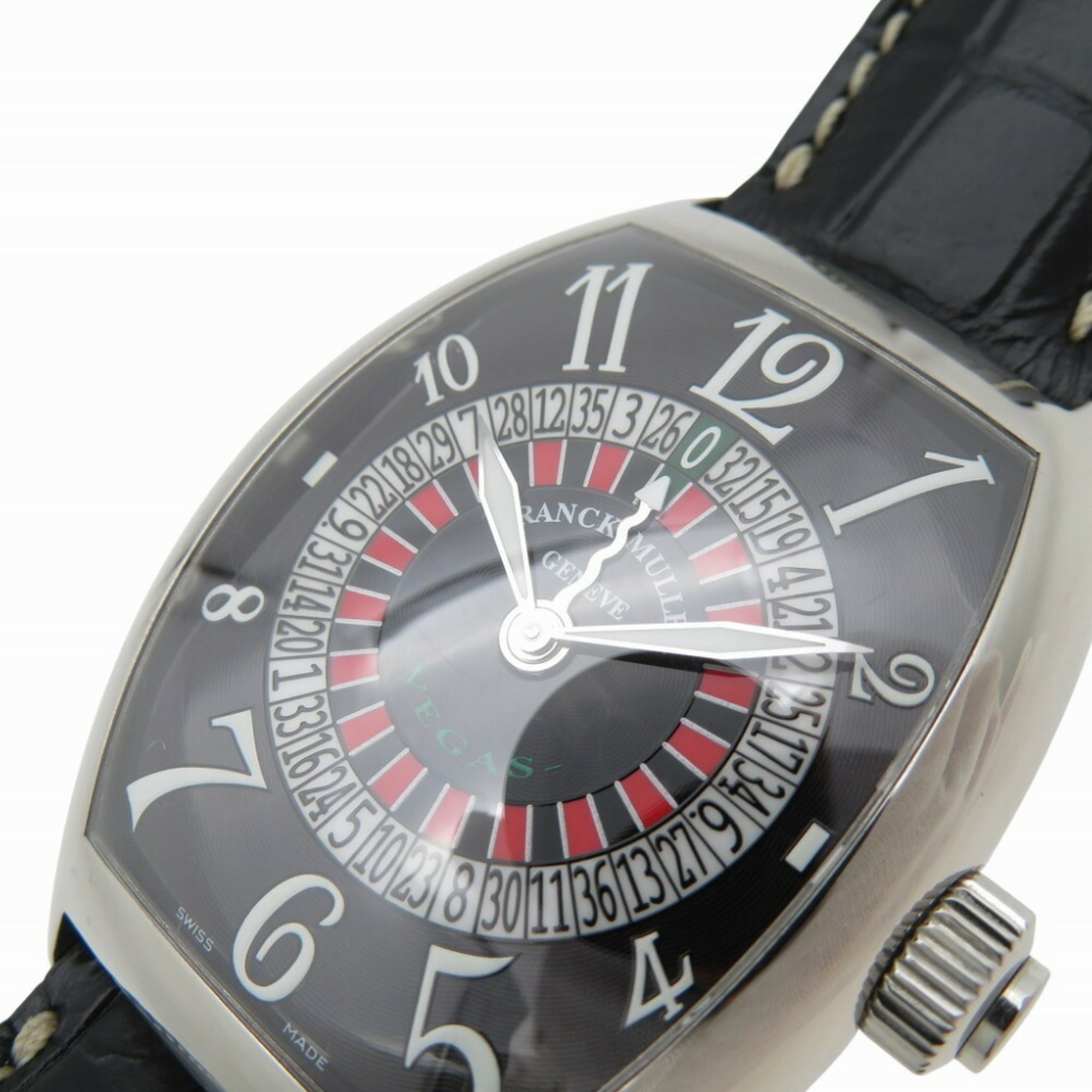 Franck Muller Vegas Roulette Big Face 8880VEGAS Automatic Watch SS/Embossed Leather Black Dial 0760FRANCK MULLER Men's — Very Good