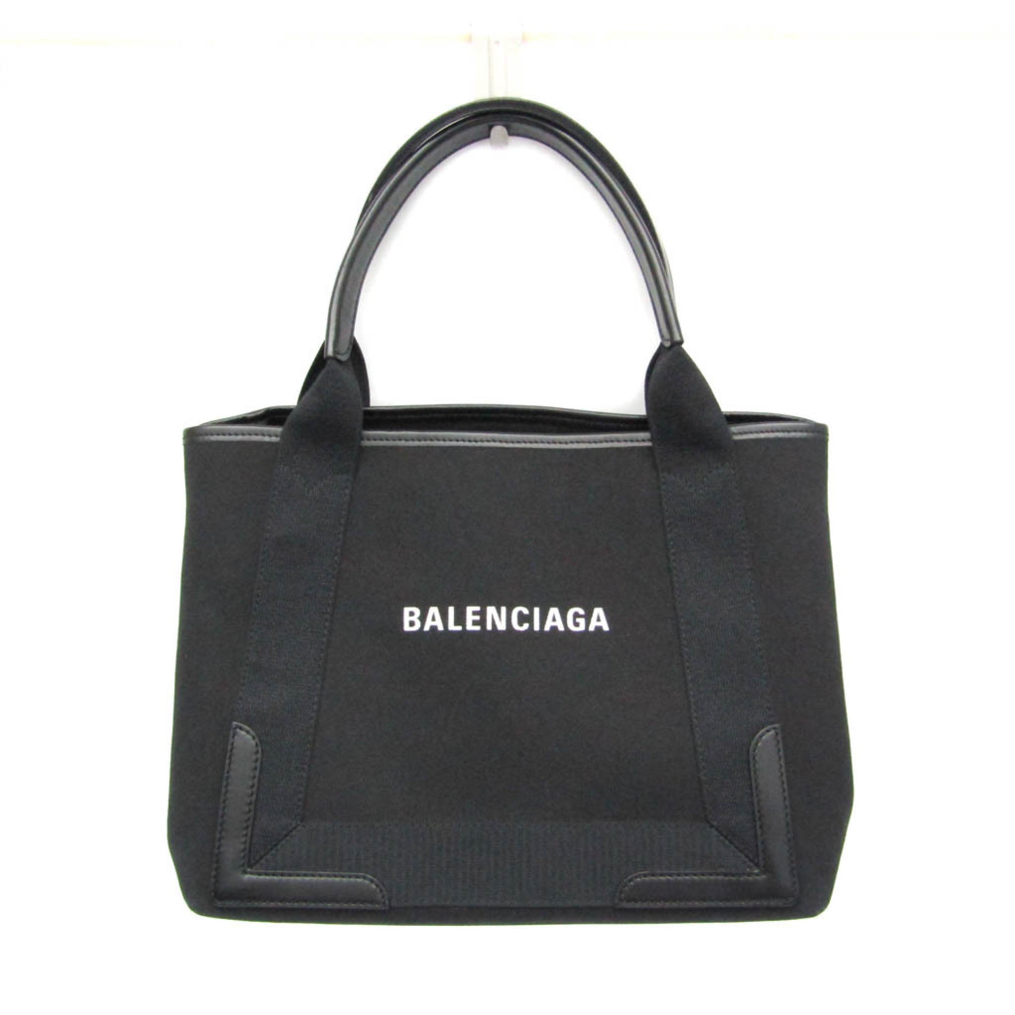 Balenciaga Navy Cabas S 339933 Men,Women Canvas,Leather Handbag,Tote Bag Black — Like New