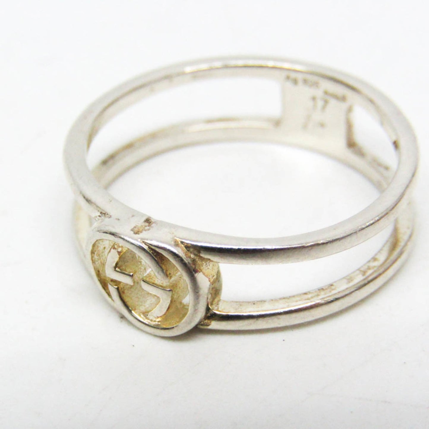 Gucci Interlocking G Thin Open Band 298036 J8400 8106 Silver 925 Fashion Band Ring Silver